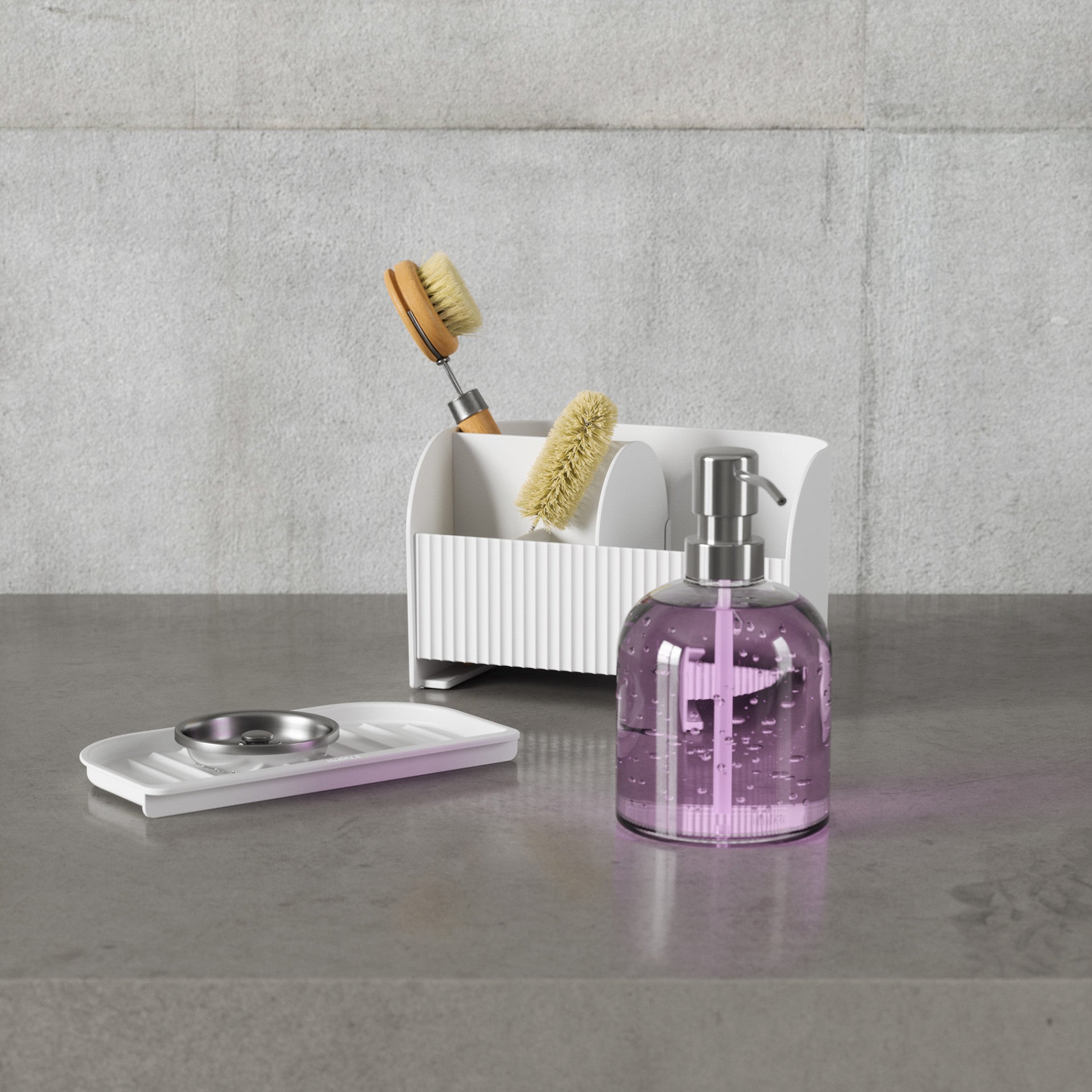 Adjustable Sling Sink Caddy with Soap Pump Holder - Organize Kitchen & Bathroom Essentials - Perfect for Sponge, Scrubber, and Cleaning Supplies Storage