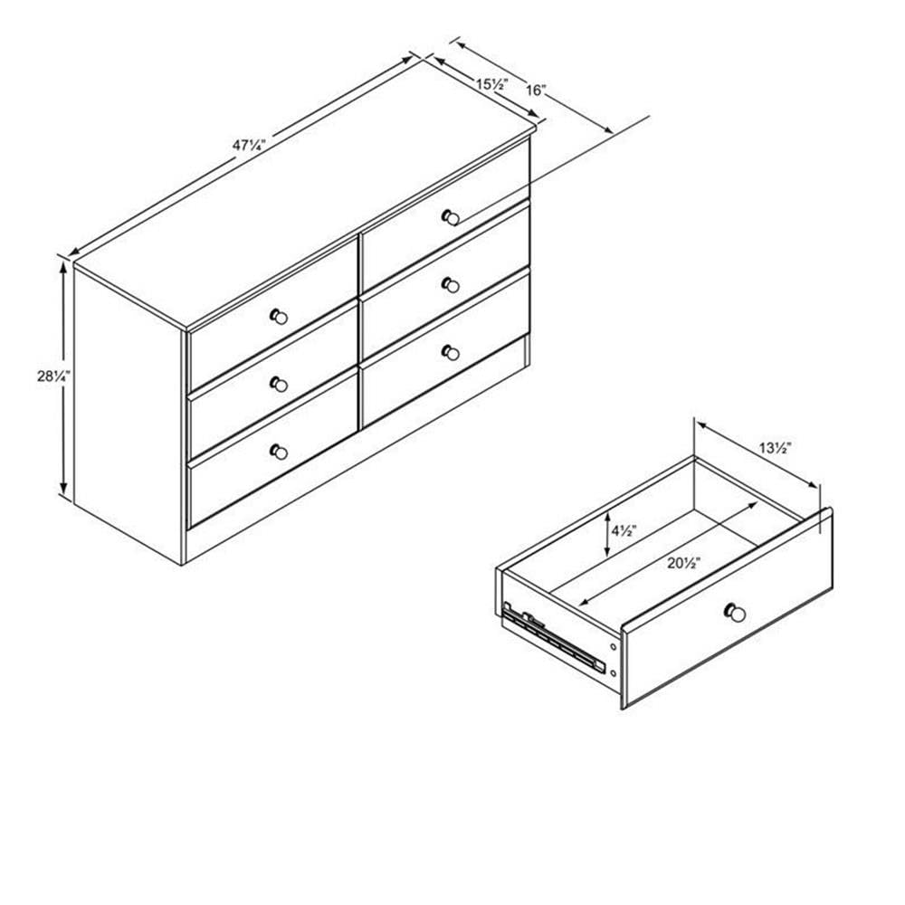 Home Square 4-Piece Bedroom Set - 2 Nightstands, 6-Drawer Double Dresser & Chest - Complete Bedroom Furniture for Master Bedroom or Guest Room