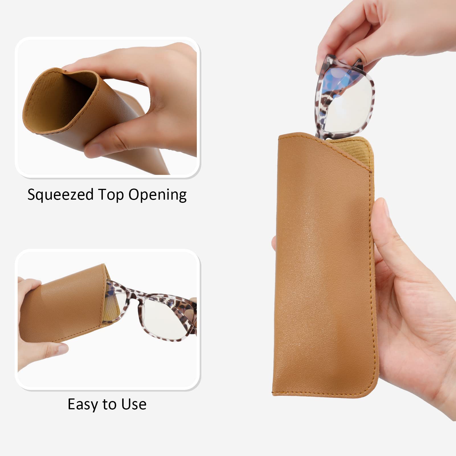 8 Pack Soft Glasses Case - Premium Leather Eyeglass & Sunglass Holder for Women, Men & Kids - Portable Travel Pouch for Glasses Protection (Perfect for Home, Office, Travel & Daily Use)