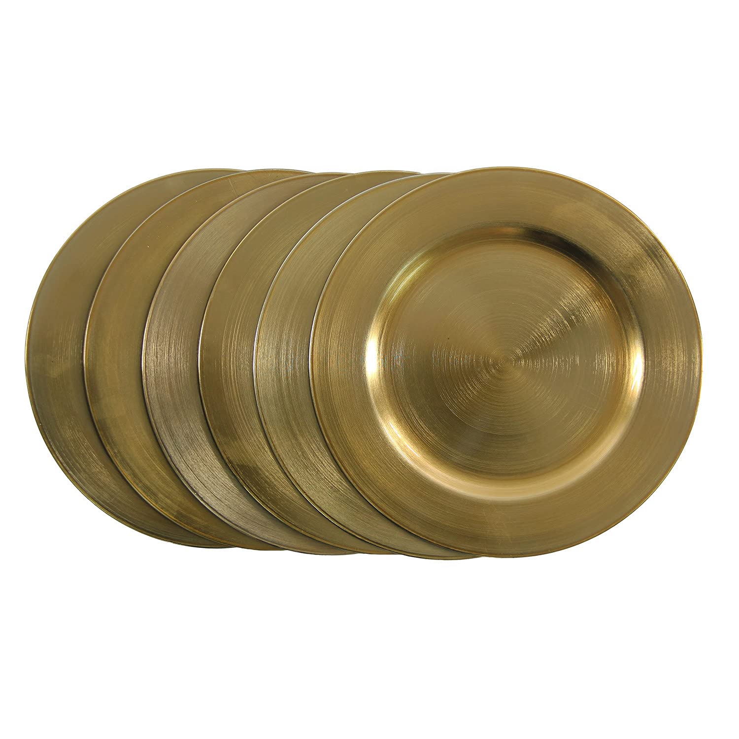 WELMATCH 12-Pack 13 Inch Metallic Gold Plastic Charger Plates for Weddings & Parties - Elegant Table Decor, Dish Rings, Buffet Serving - Perfect for Anniversary, Bridal Shower & Formal Dining Events
