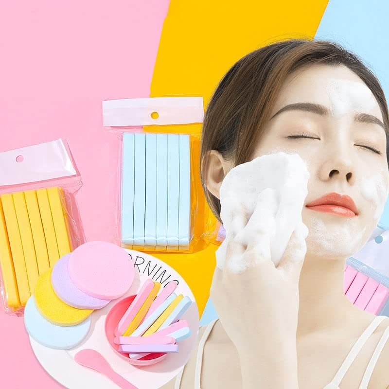 12 Pack Compressed Facial Sponges for Cleansing & Exfoliating | Gentle Makeup Remover Pads | Reusable Face Wash Sponges (Yellow) | Perfect for Daily Skincare & Travel