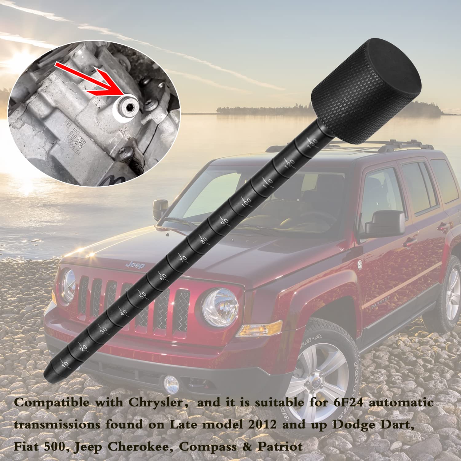 Compatible Transmission Dipstick for Chrysler Dodge Dart Fiat 500 Jeep Cherokee Compass & Patriot 6F24 Automatic - Tapered End Design - Perfect for Fluid Checks & Maintenance