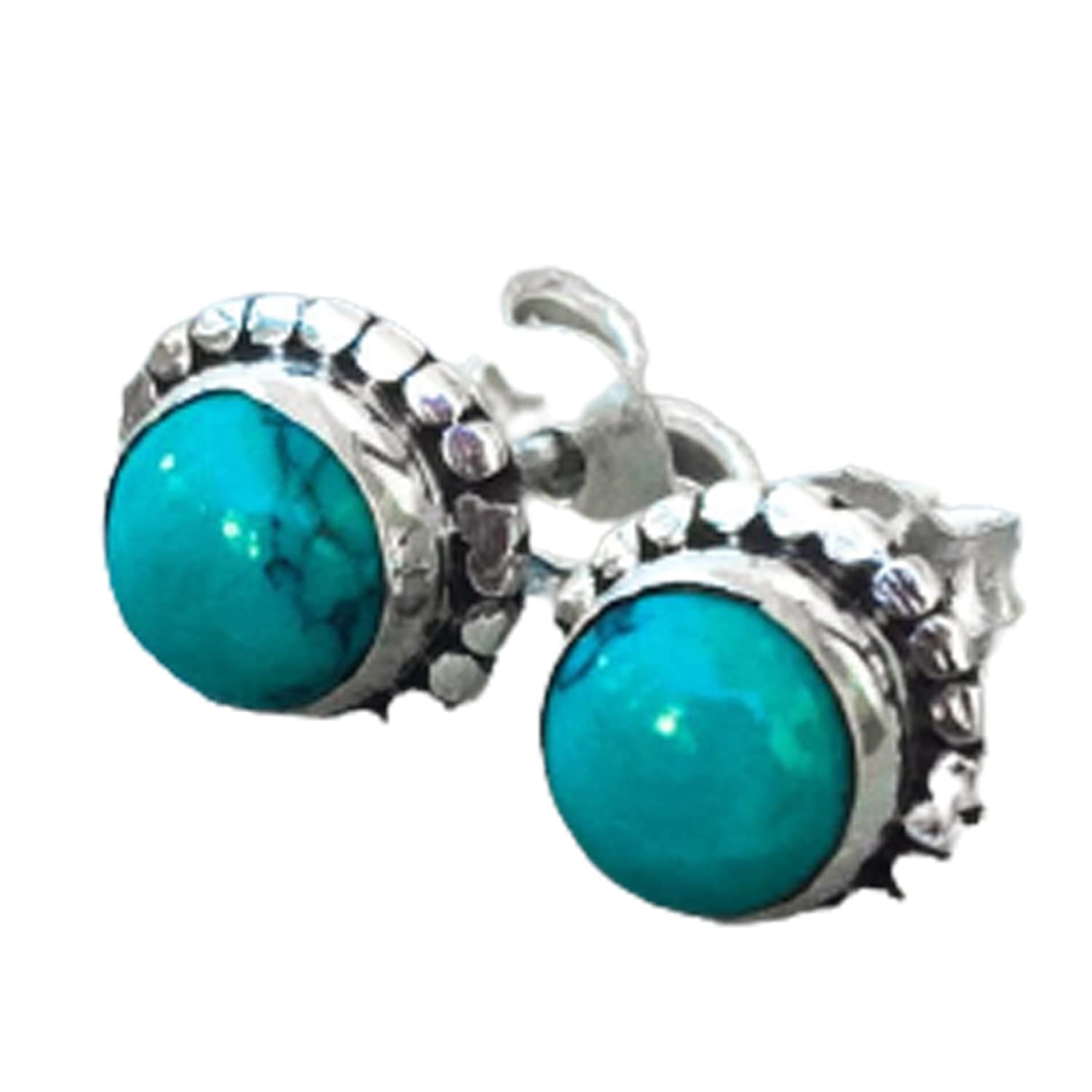 Turquoise Stud Earrings for Women - Round Genuine Stone Jewelry Set, Perfect Mother's Day Gift for Her | Elegant Everyday Wear & Special Occasion Accessories