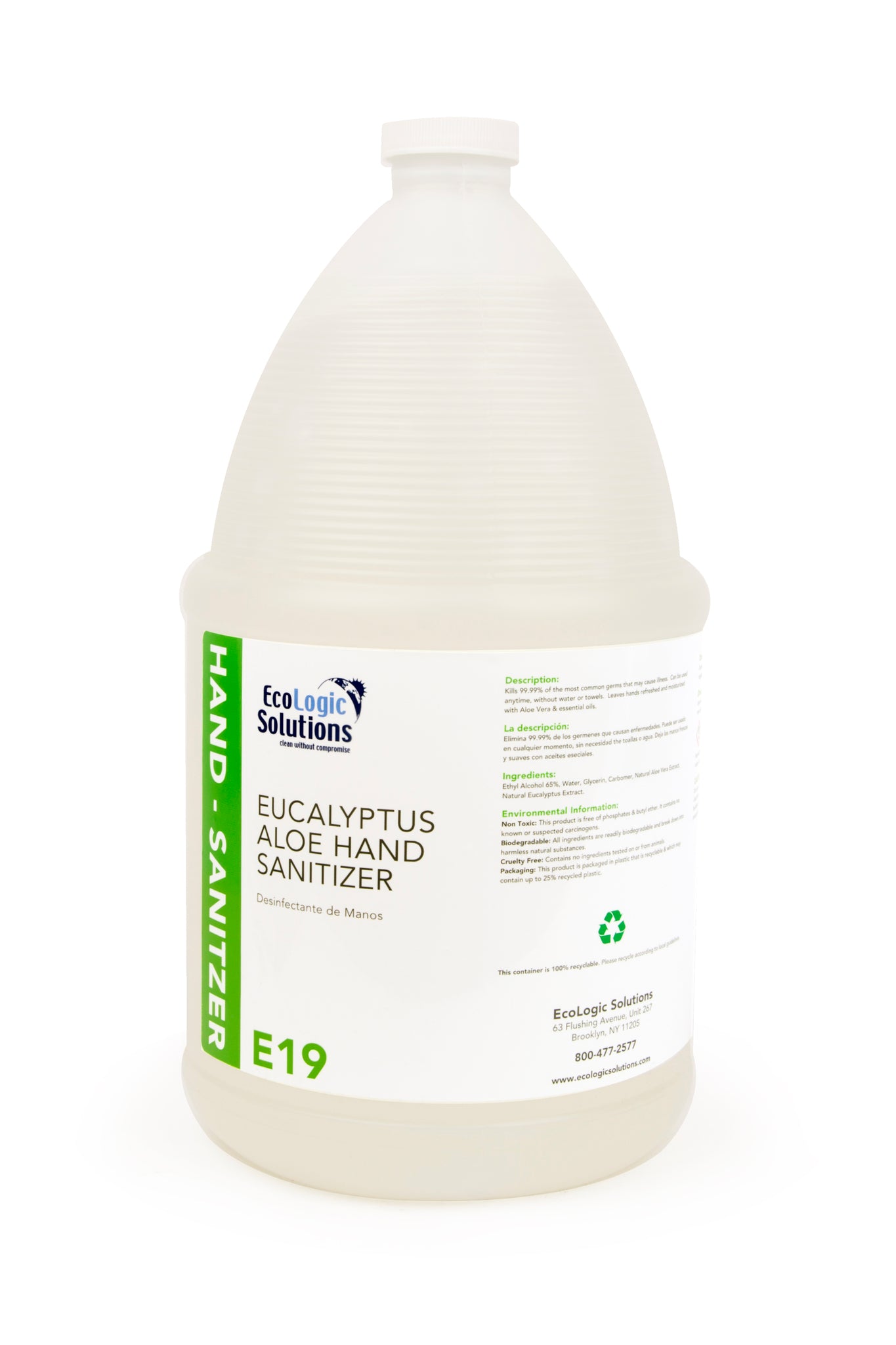 EcoLogic Solutions Eucalyptus Scent Hand Sanitizer - 1 Gallon Bulk Size, Alcohol-Based, Moisturizing Formula for Home, Office & Public Spaces