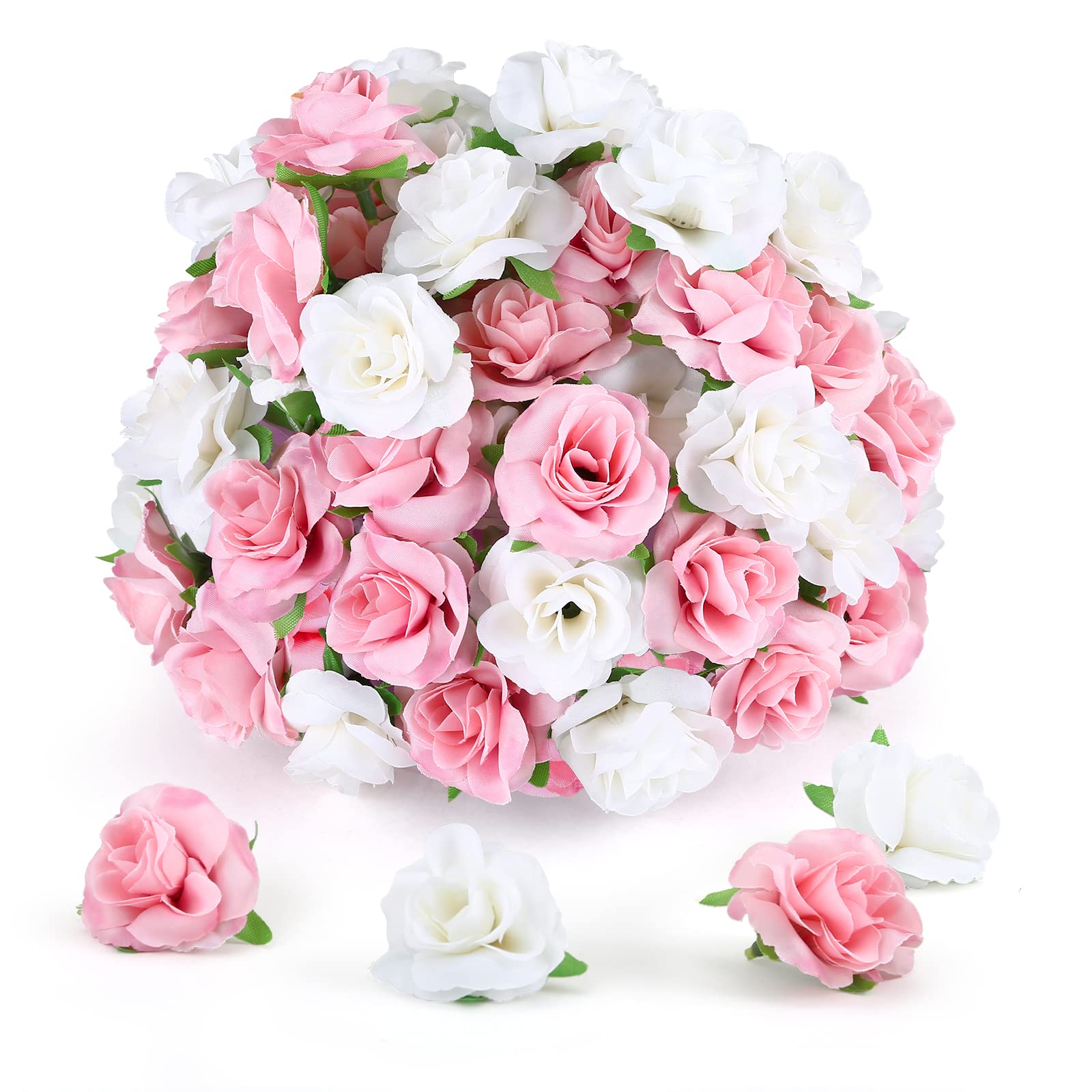 50pcs Mini Artificial Silk Rose Flower Heads - 1.6