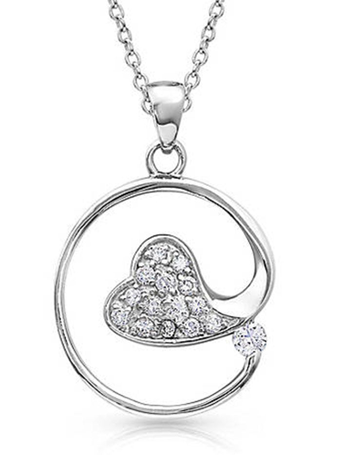 Montana Silversmiths NC4184 D Women's Heart and Hug Necklace - Sterling Silver Pendant for Valentine's Day, Anniversary & Everyday Wear
