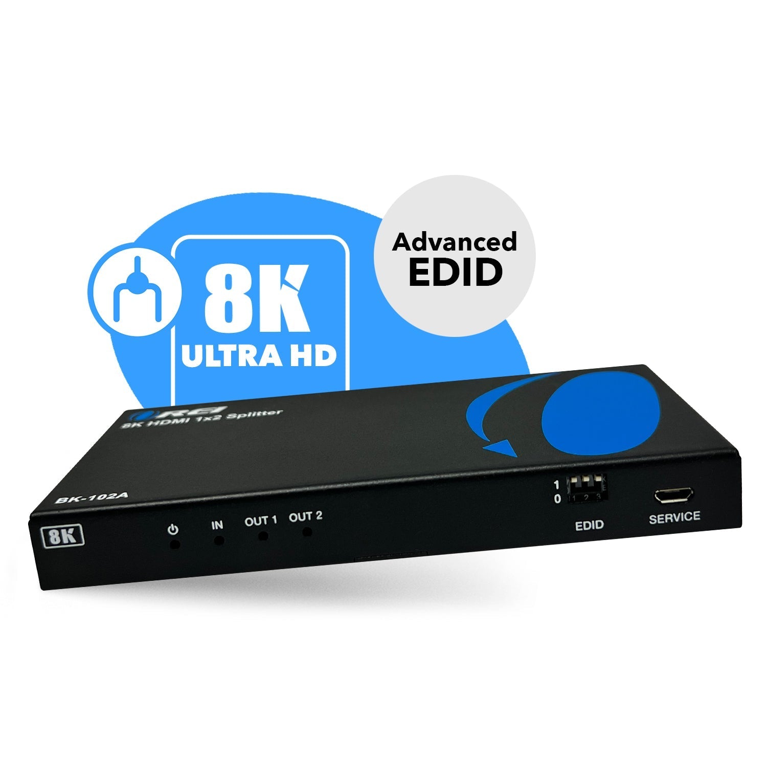 1x2 HDMI Splitter with Audio Output - 8K Ultra HD, 1 Input 2 Output, EDID Support (BK 102A) for Home Theater & Multi-Screen Setup
