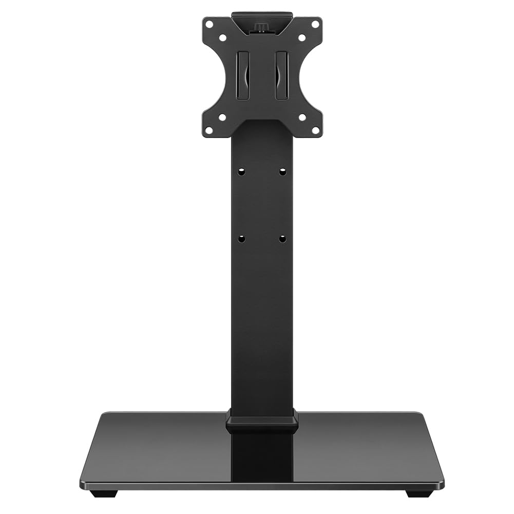 Universal TV Stand for 13-32 Inch LED LCD TVs - Height Adjustable Swivel TV Mount with Tempered Glass Base (Max VESA 100x100mm) - Perfect for Living Rooms, Bedrooms & Offices