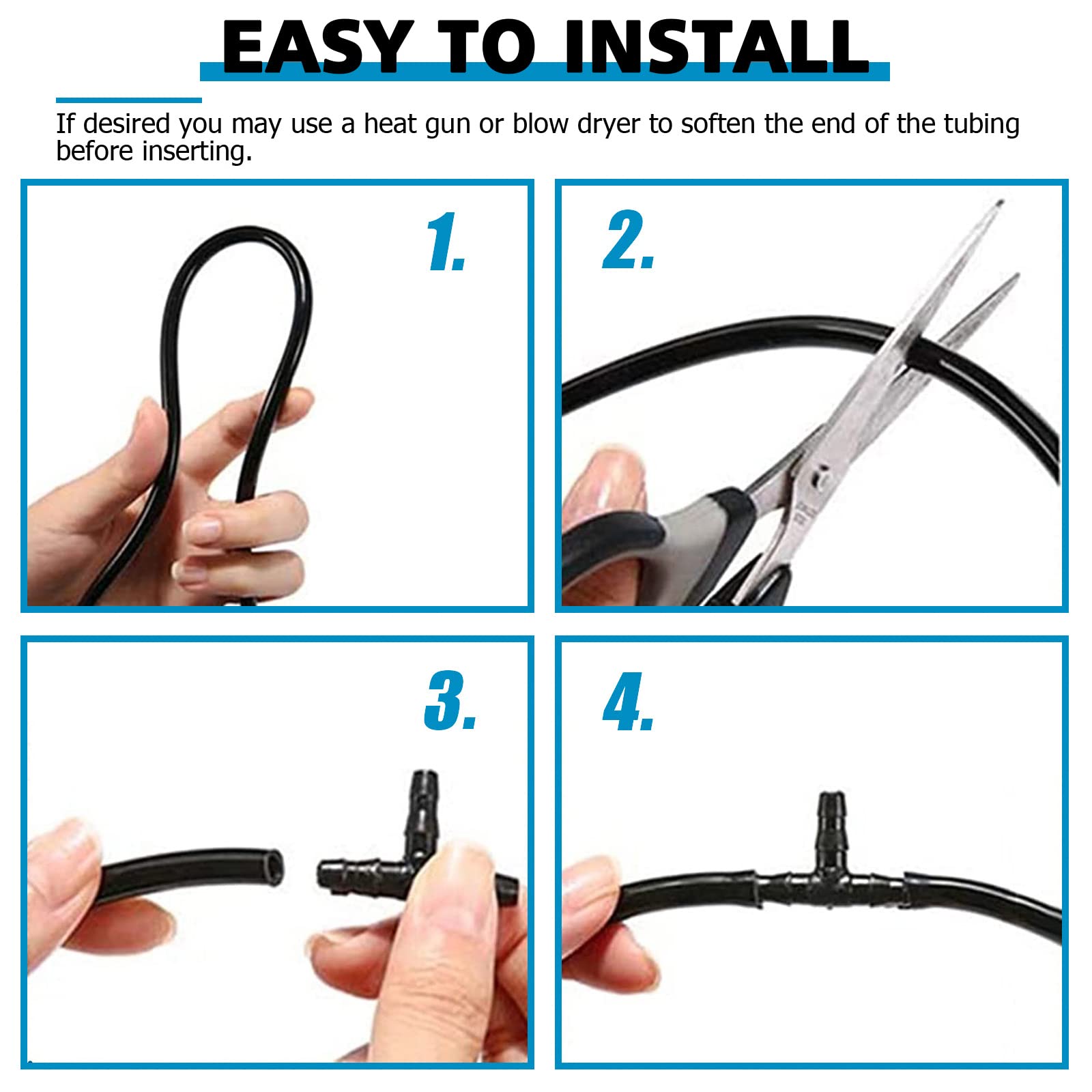 High Performance Automotive Silicone Vacuum Hose Kit - 6PCS (5FT Each) in 1/8