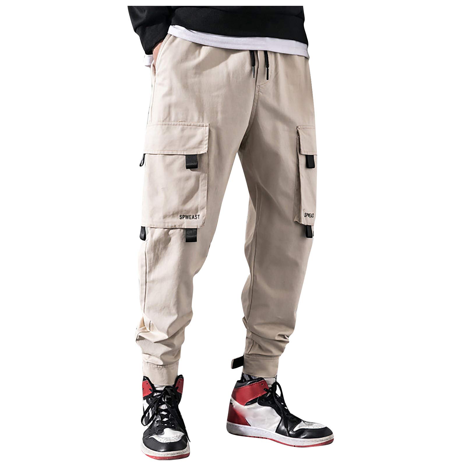 **Men's Solid Color Work & Hiking Pants with Drawstring - Durable Outdoor Casual Pants for Hiking, Camping & Everyday Wear (Size 31)**