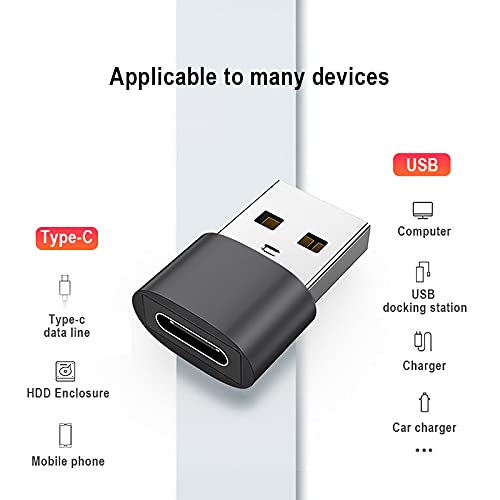 2-Pack USB C to USB Adapter, Type C Female to A Male Charger Cable Converter - Compatible with MacBook, Notebook, Tablet, Smartphone, AirPods, Galaxy S23/S24/A34, iPad 10/Air 4/5 - Fast Charging & Data Transfer - Perfect for Travel, Office & Home Use (Space Black)