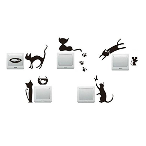 5pcs Cute Cat Vinyl Wall Decals - Removable Kitchen Wall Art Stickers for Home Decor | Perfect for Bedroom, Living Room & Office