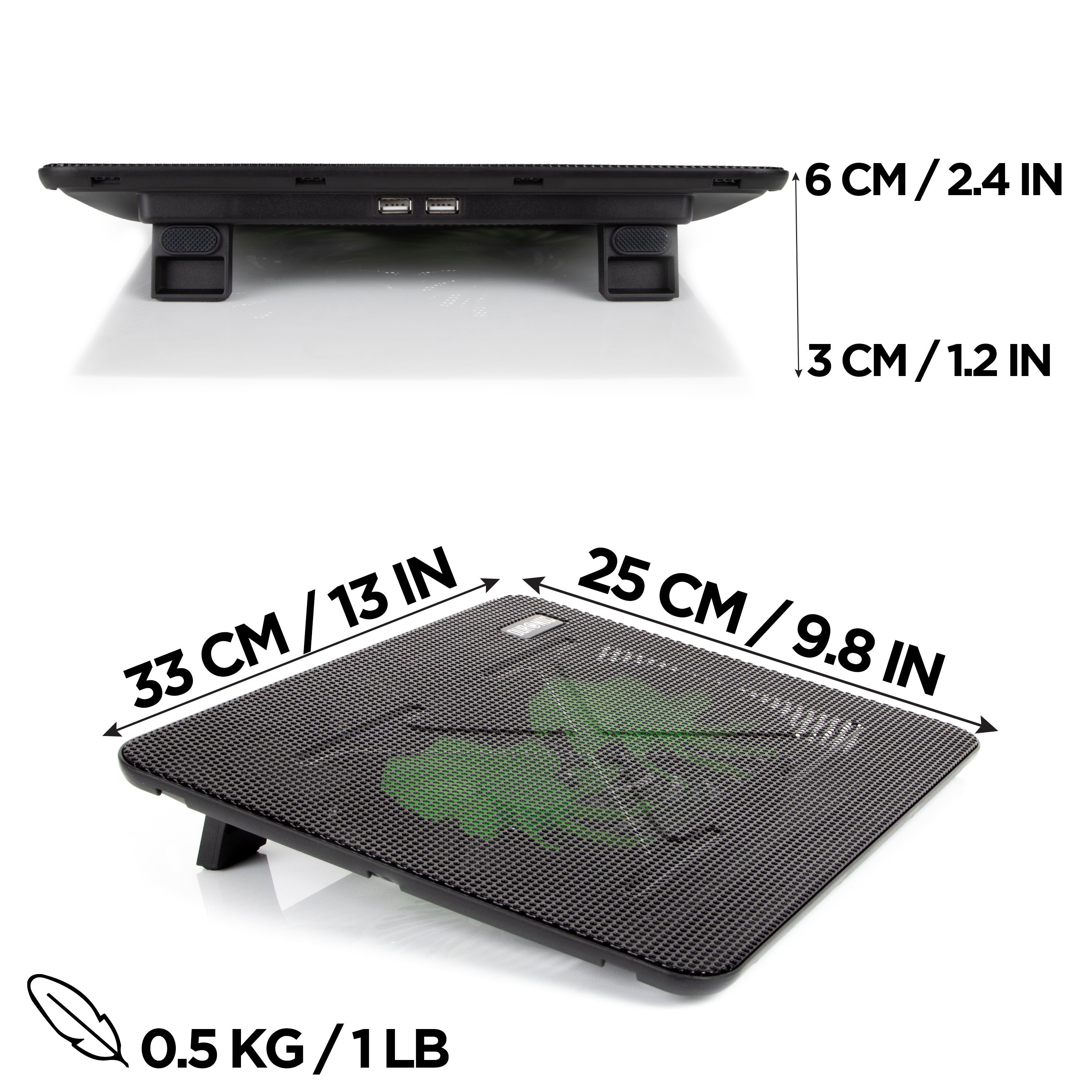 Duronic LC2 Laptop Cooling Pad with Dual 1200 RPM Fans - Adjustable Ergonomic Cooler Stand for 11-17 Inch Laptops, Lightweight Design with LED Lights - Ideal for Work, Study, Gaming & Office Use