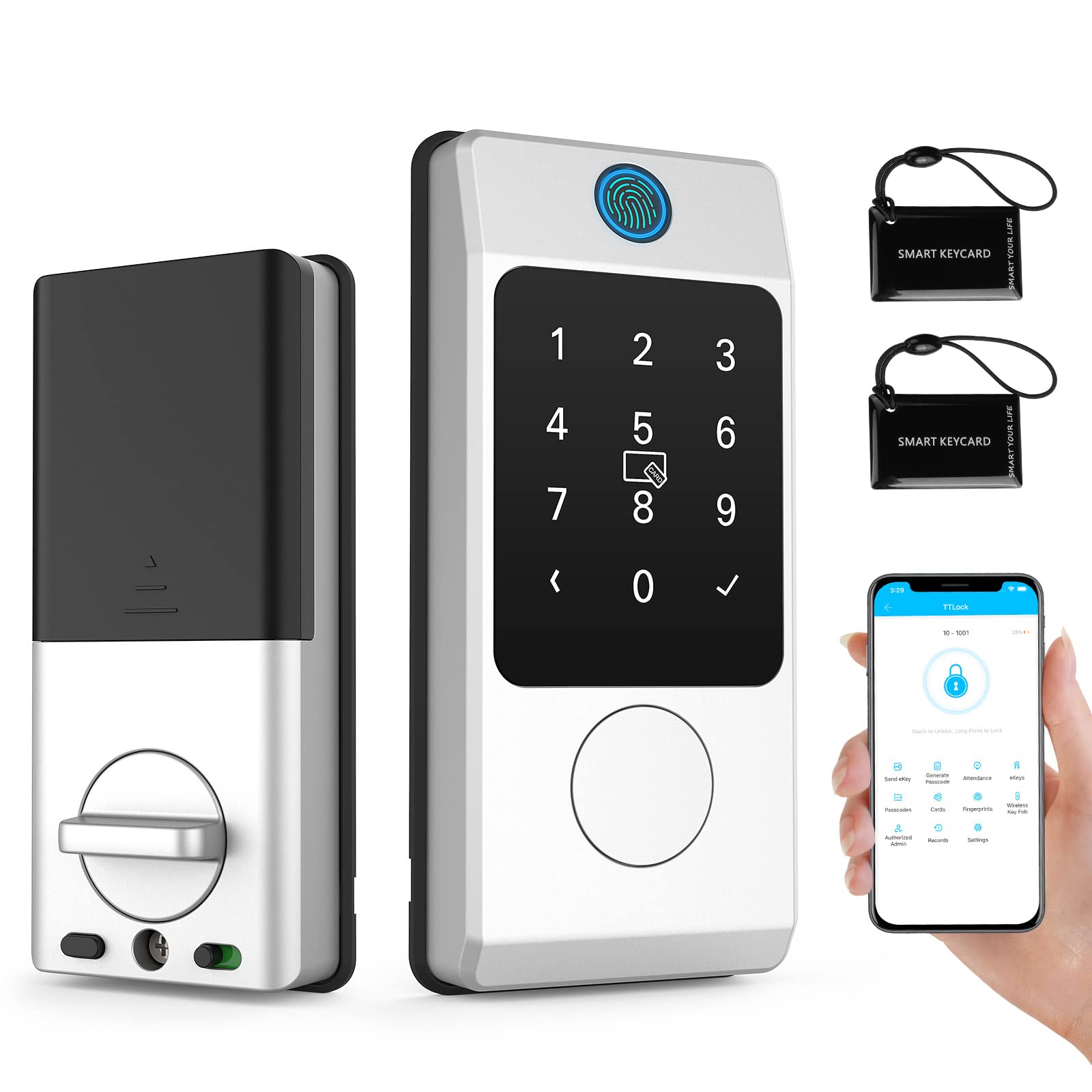 Miuedo Smart Door Lock - Keyless Entry with Fingerprint & Keypad, Digital Electronic Deadbolt for Front Door - Secure & Convenient Home Access for Families, Airbnb, and Rentals