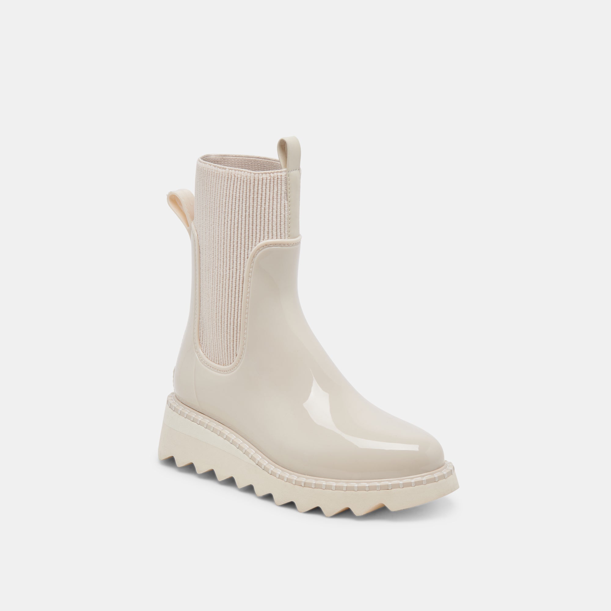 TROPIC H2O Women's Waterproof Rain Boots - Ivory Patent Leather Chelsea Style - Perfect for Gardening, Walking Dogs & Outdoor Activities