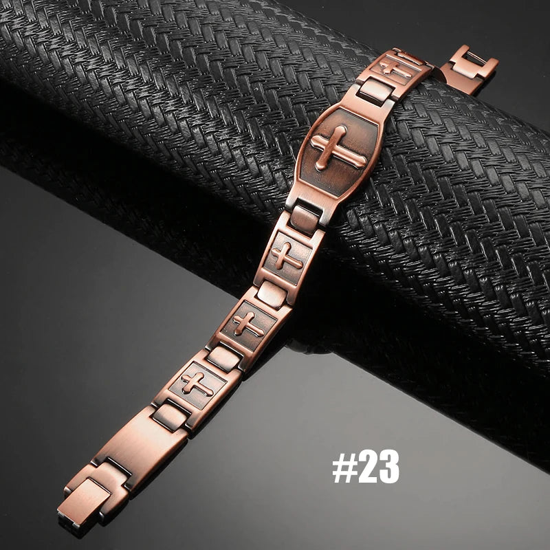Men's Magnetic Health Bracelet - Pure Copper Energy Bracelet with Blood Pressure Magnets | Pain Relief & Improved Circulation | Perfect for Fitness, Work & Daily Wear