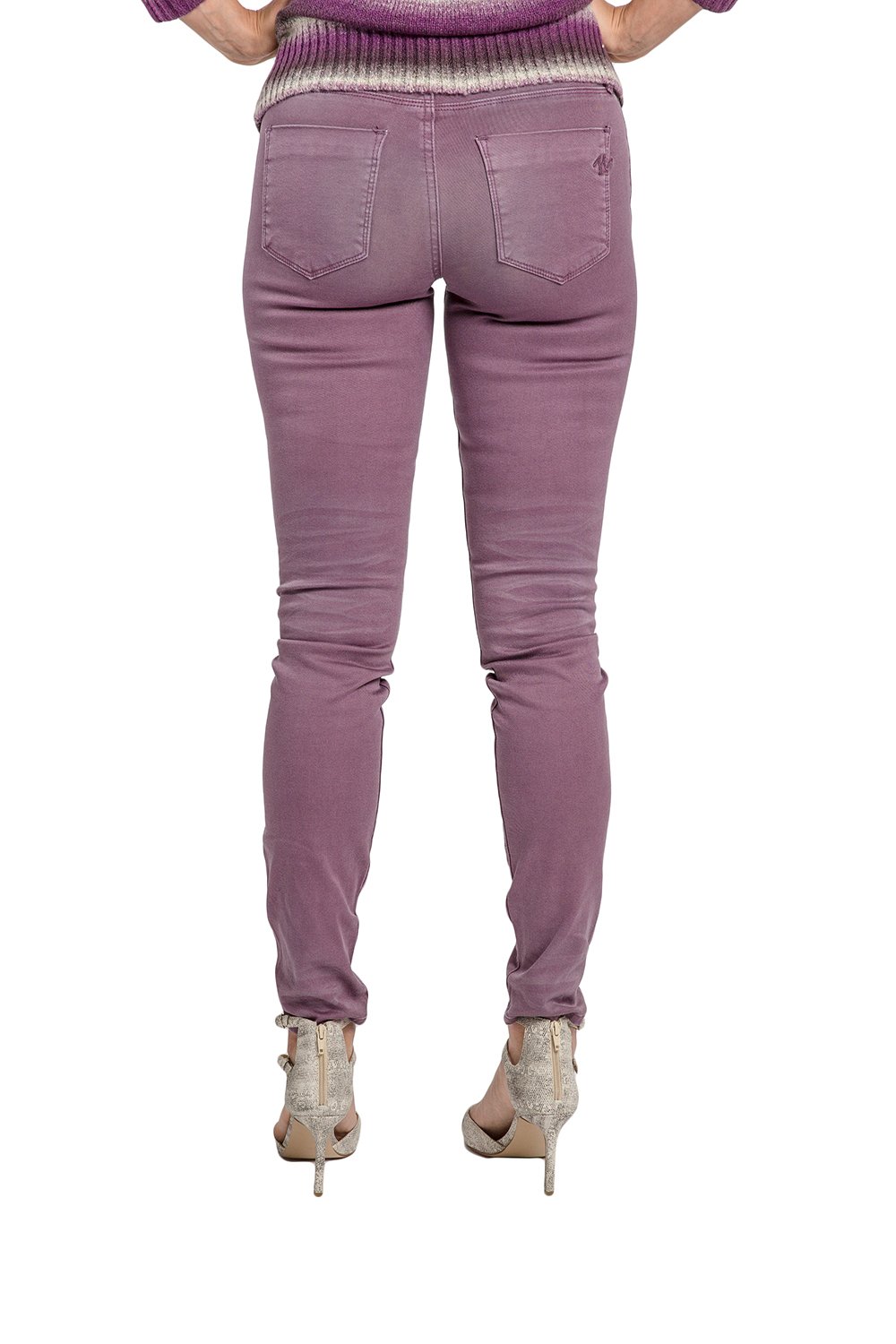Women's Plum Color Denim Skinny Jeans - 5 Pocket Stretch Jeans with Sand Blasted Wash | Comfortable Slim Fit Pants for Casual Wear, Date Night & Office Outfits