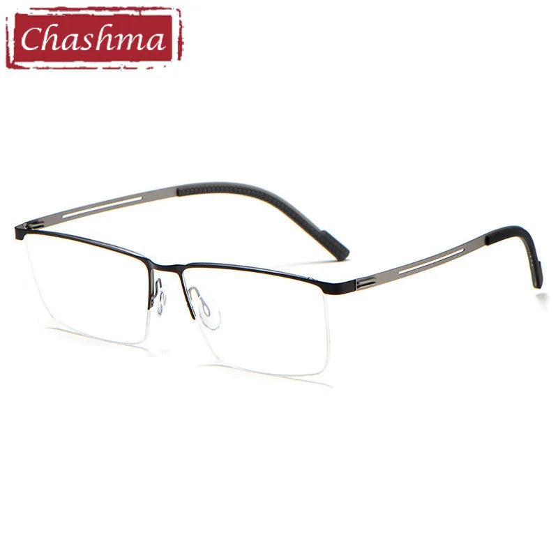 Stylish Men's Semi-Rim Square Brow Line Alloy Eyeglasses Frame 10129 - Perfect for Office, Reading & Fashion Accessories