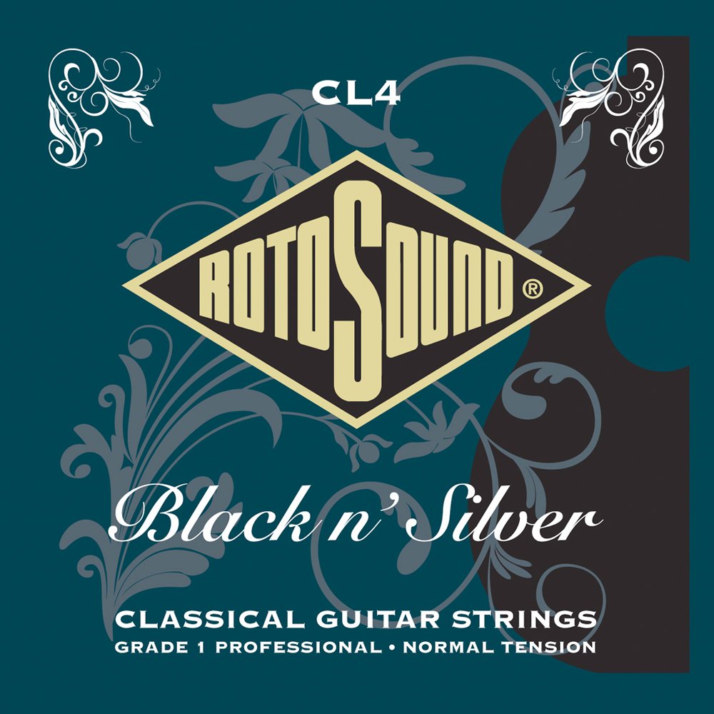 Rotosound CL4 Black N' Silver Classical Guitar Strings - Nylon Strings for Classical & Flamenco Guitar - Perfect for Beginners & Professionals