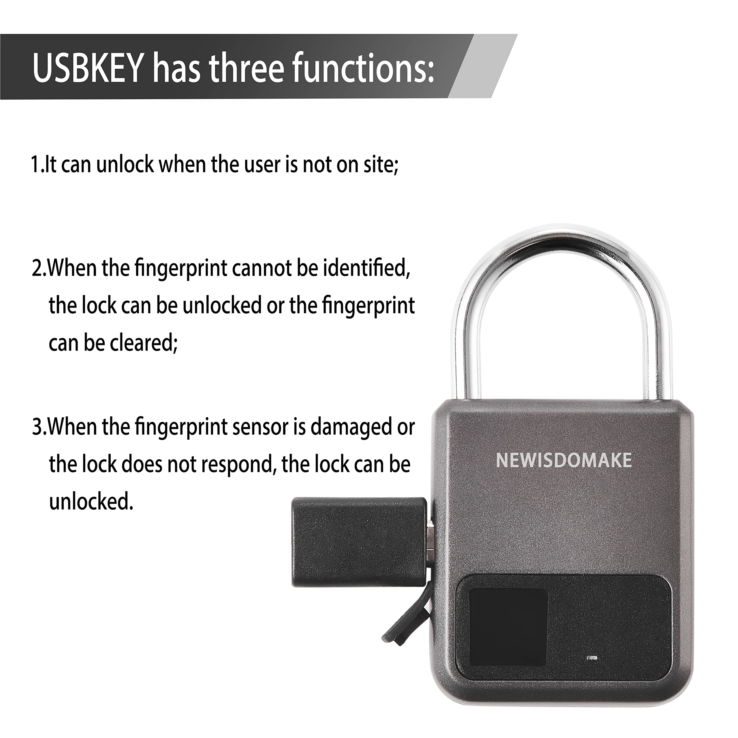Fingerprint Padlock - Smart Biometric Lock with USB Charging, Keyless Entry for Luggage, Backpack, Gym Locker, Bike & School Lockers - Secure Gray Digital Lock for Travel, Home & Office Use