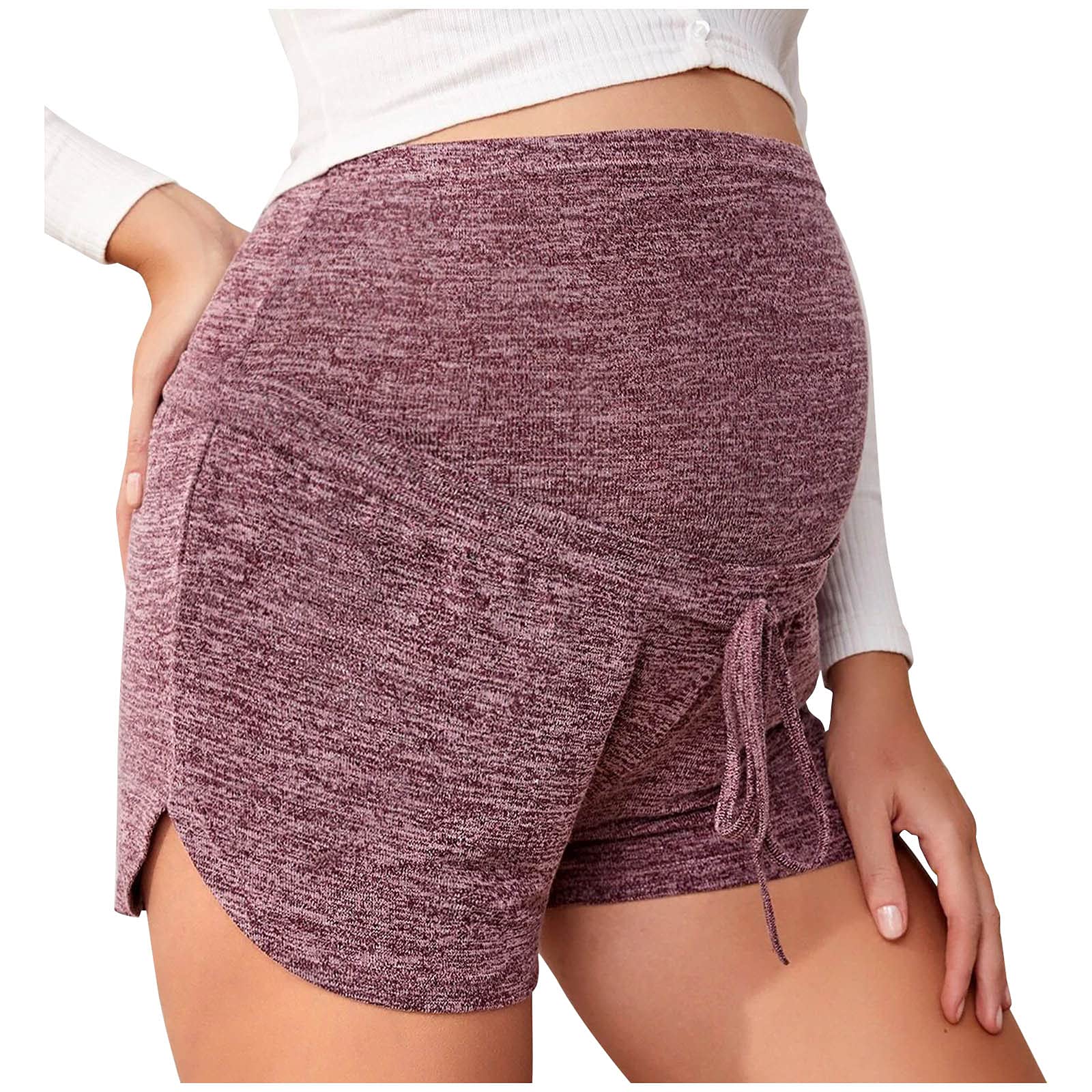 Women's Maternity Yoga Shorts - Stretchy Workout Running Shorts for Pregnant Women with Drawstring Waist - Perfect for Pregnancy Exercise, Yoga & Active Lifestyle