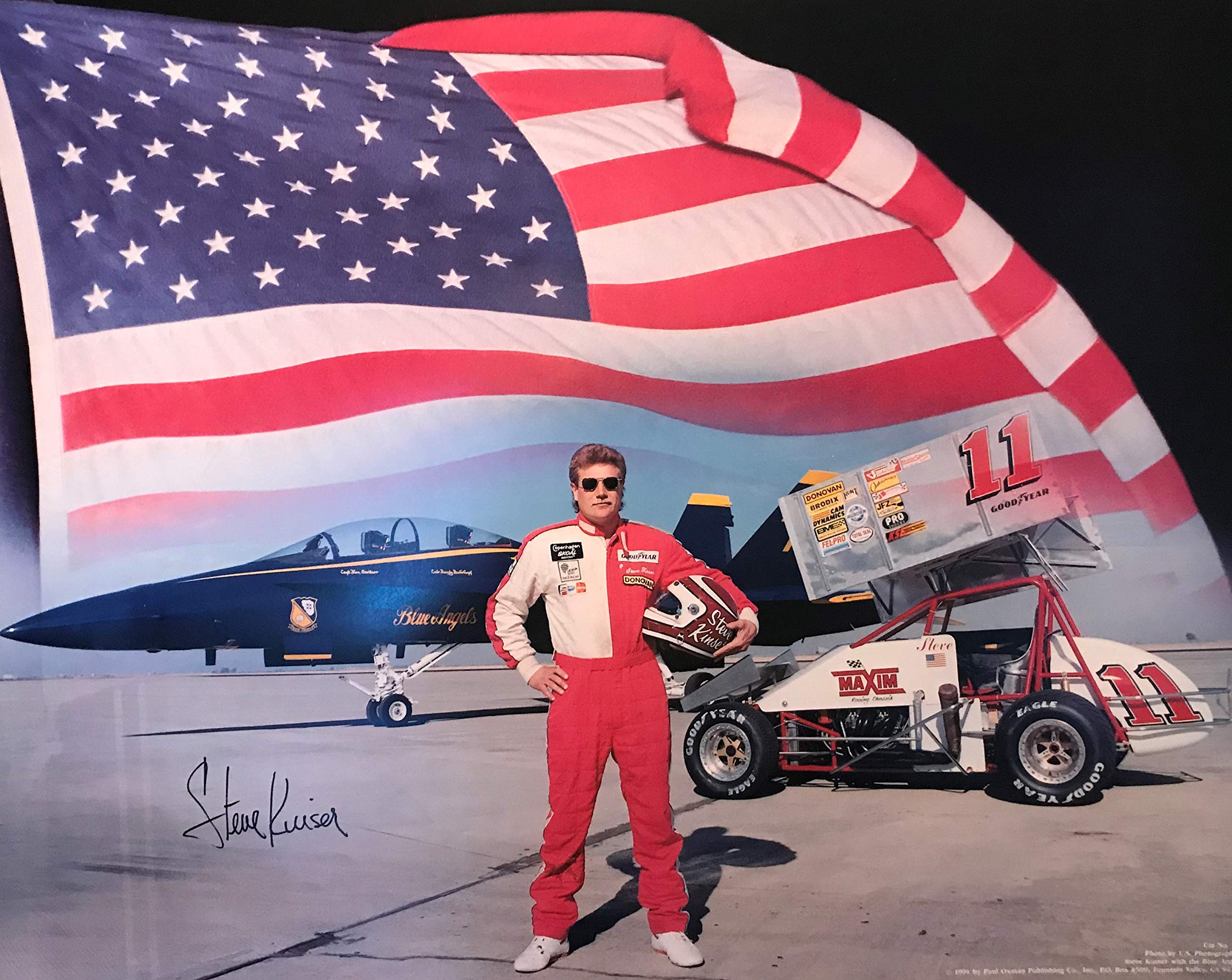 Steve Kinser & Blue Angels Sprint Car Racing Poster - Vintage Motorsports Wall Art for Fans & Collectors - Perfect for Man Cave, Garage, or Office Decor