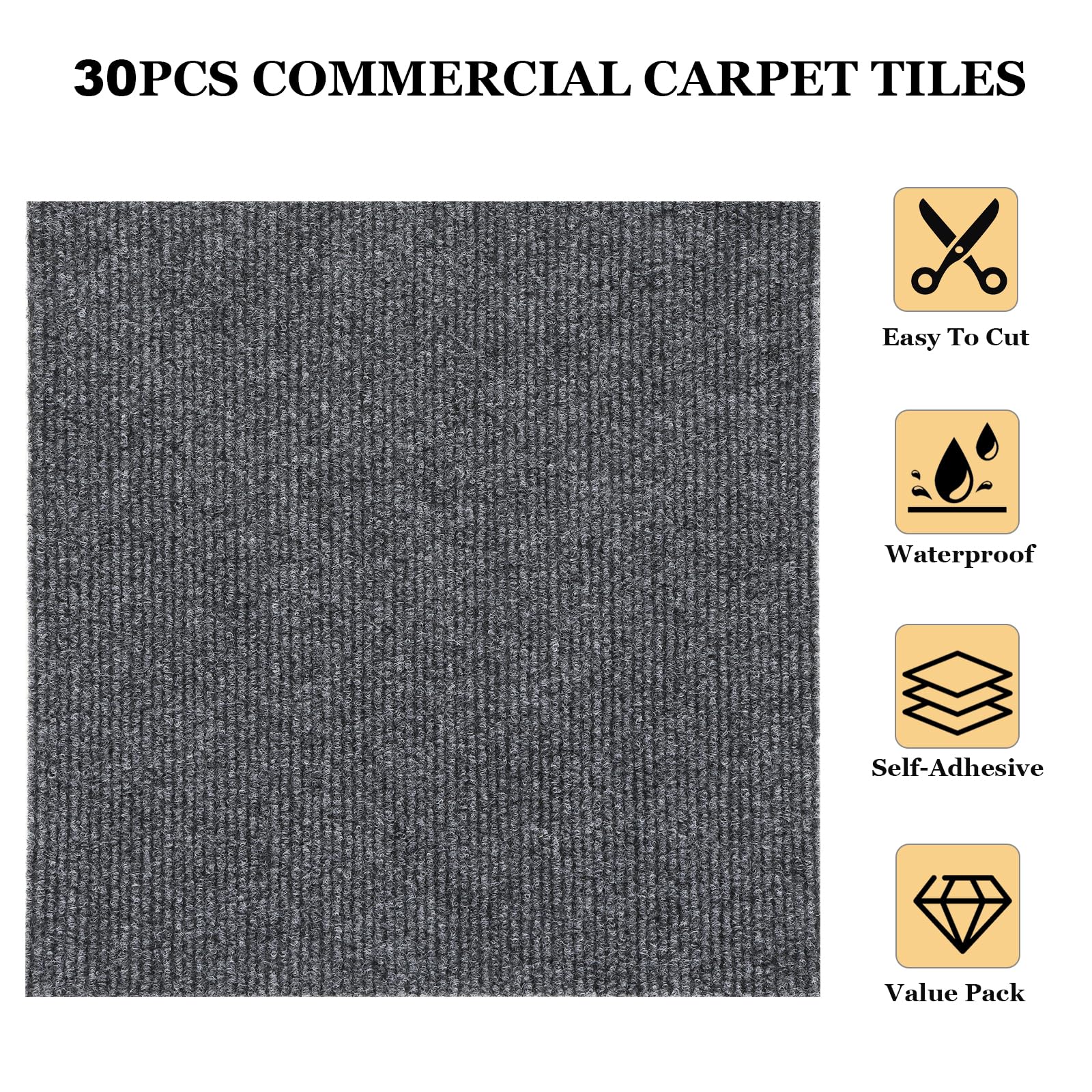 30 Pack Peel and Stick Carpet Tiles 12