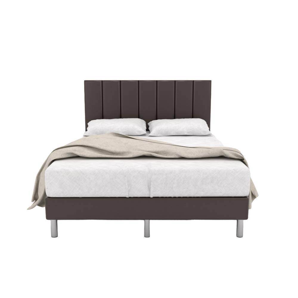 Makon Faux Leather Upholstered Bed Frame - Queen Size Platform Bed with Wooden Slats & Sturdy Metal Legs | Perfect for Modern Bedroom, Guest Room & Apartment Decor