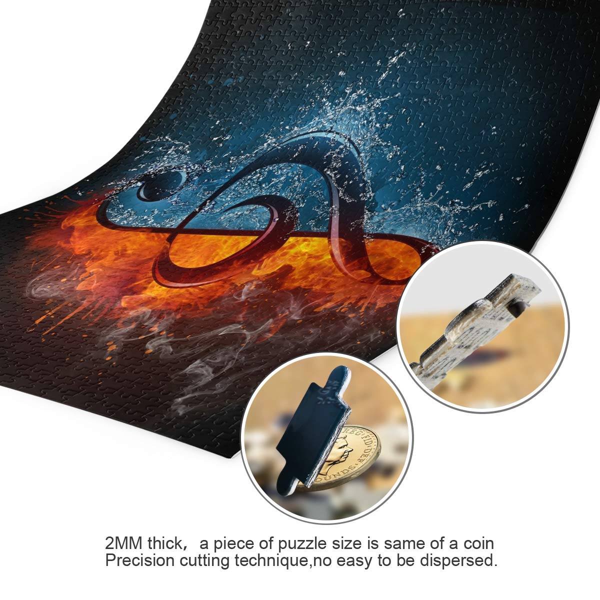 Qilmy 1000 Piece Jigsaw Puzzle - Musical Fire Notes Design, Educational Brain Teaser & Stress Relief Game for Kids & Adults | Perfect for Family Game Night, Classroom Activities & Relaxation Therapy