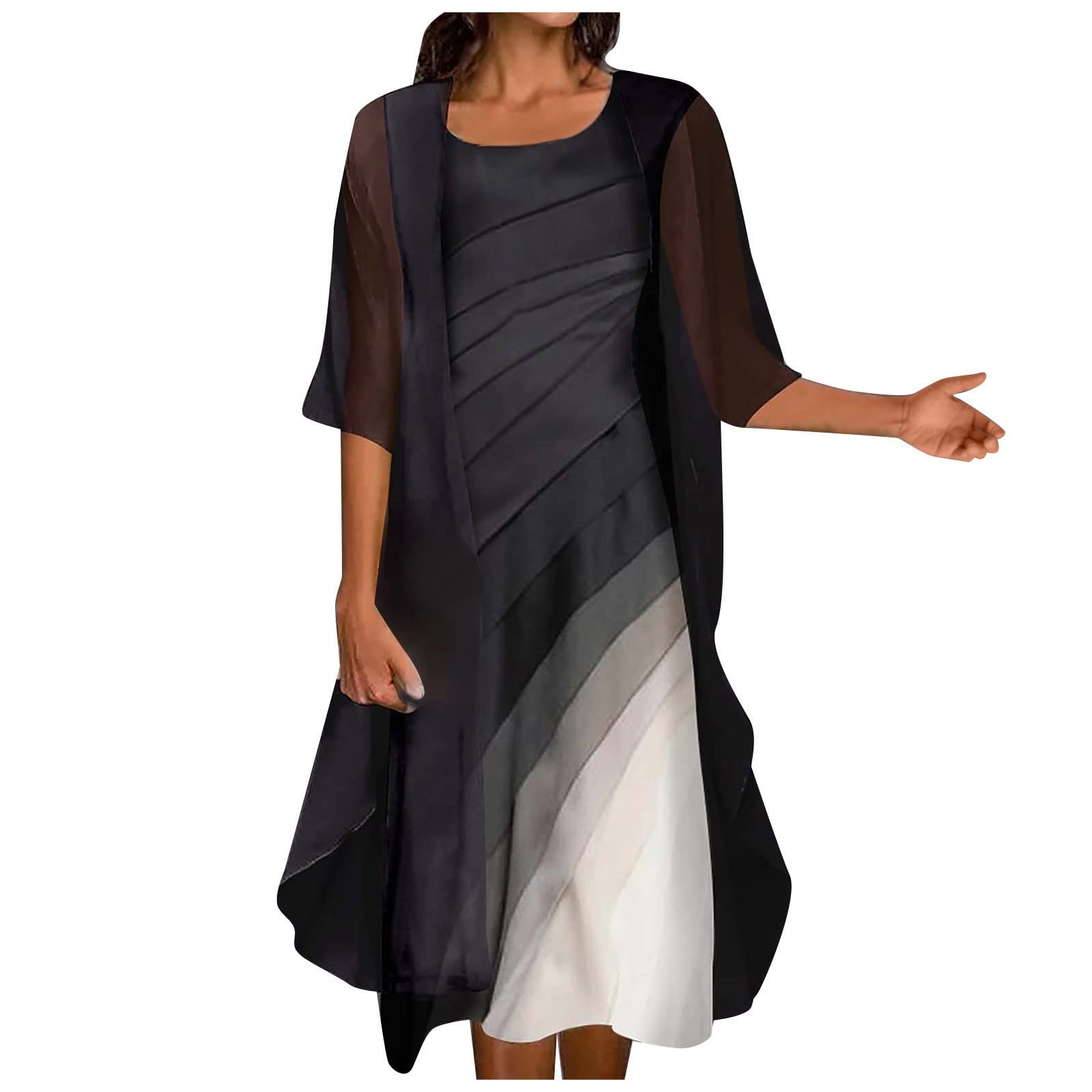 Women's Sexy 2 Piece Summer Outfit 2022 - Sleeveless Maxi Dress & Loose Cardigan Set | Beach Wedding Guest Dress, Club Party, Vacation Sun Dress
