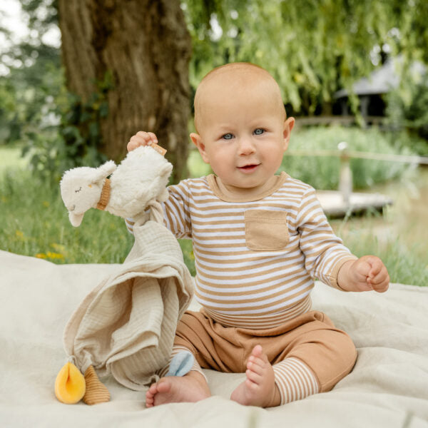 FehnNATUR Sensory Sheep Comforter - Soft Plush Baby Blanket for Newborns & Toddlers | Calming Sleep Aid for Nursery, Stroller & Travel | Organic Cotton Security Blanket for Soothing & Comfort