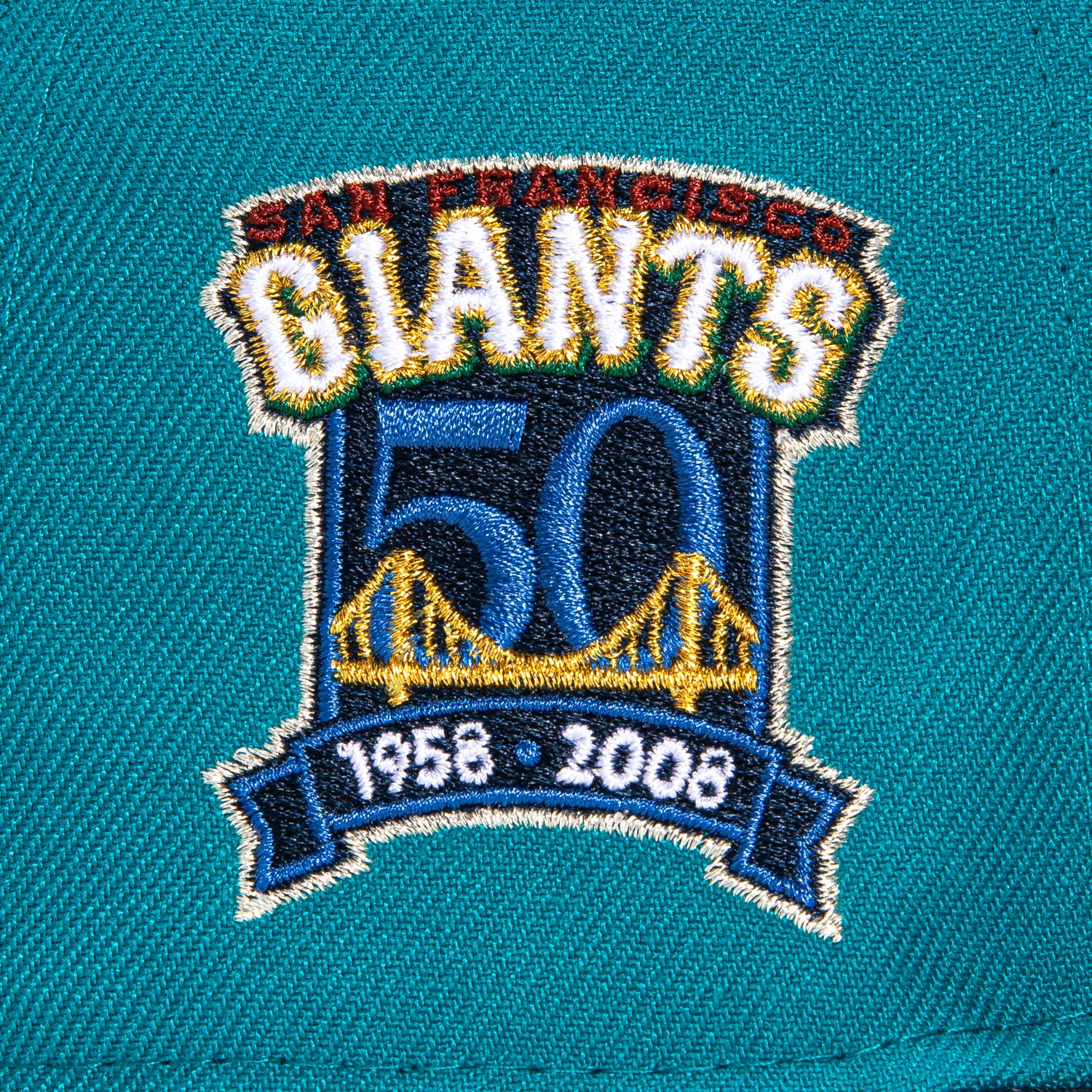 New Era 59Fifty San Francisco Giants 50th Anniversary Patch Hat - Teal & Navy Baseball Cap for Men - Perfect for Games, Fan Gear & Streetwear Fashion