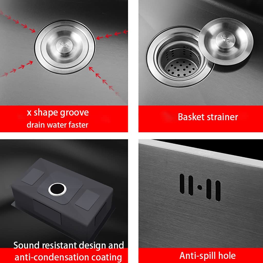 Premium 27-inch Stainless Steel Single Bowl Kitchen Sink - Topmount/Undermount Handmade Rectangle Sink with Drain Tray & Prep Station (24