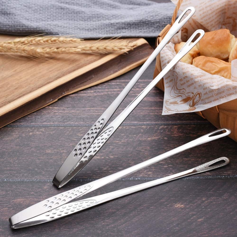 Premium Stainless Steel BBQ Tongs - Japanese Style Kitchen Serving Tongs for Grilling, Frying & Serving Steak, Fish, Salad - Heavy Duty Cooking Utensil for Outdoor BBQ, Picnic & Home Kitchen Use