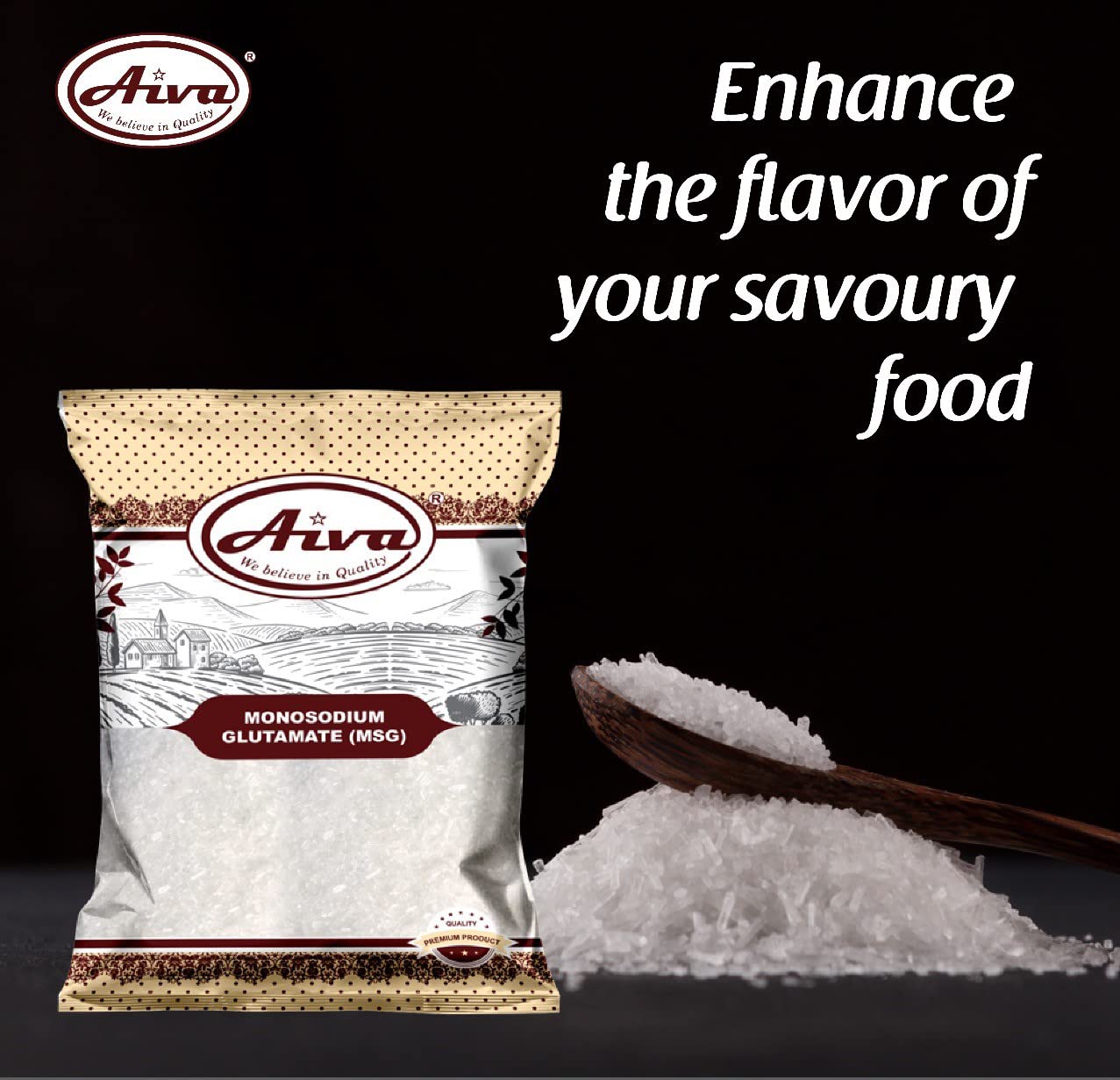 AIVA Monosodium Glutamate (MSG) Fine Powder - 1 LB Umami Seasoning for Cooking, Baking & Food Flavor Enhancement | Packed in USA | Perfect for Soups, Stews & Asian Cuisine