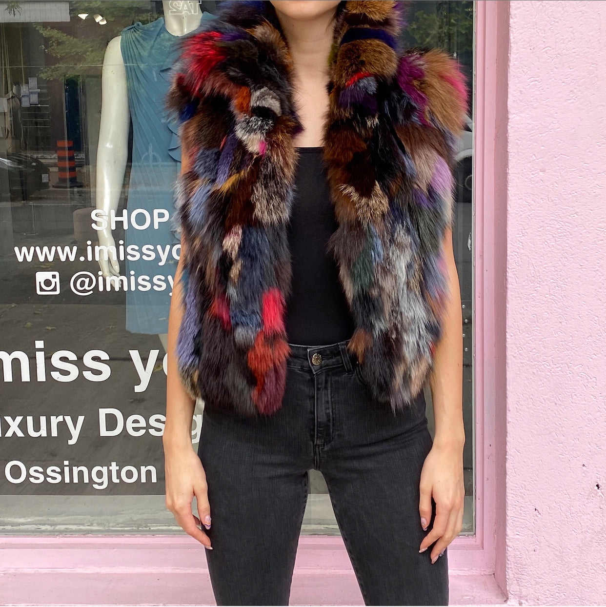 Adrienne Landau Women's Patchwork Fox Fur Vest - Size S / 6 - Luxury Winter Fashion for Parties & Outdoor Events