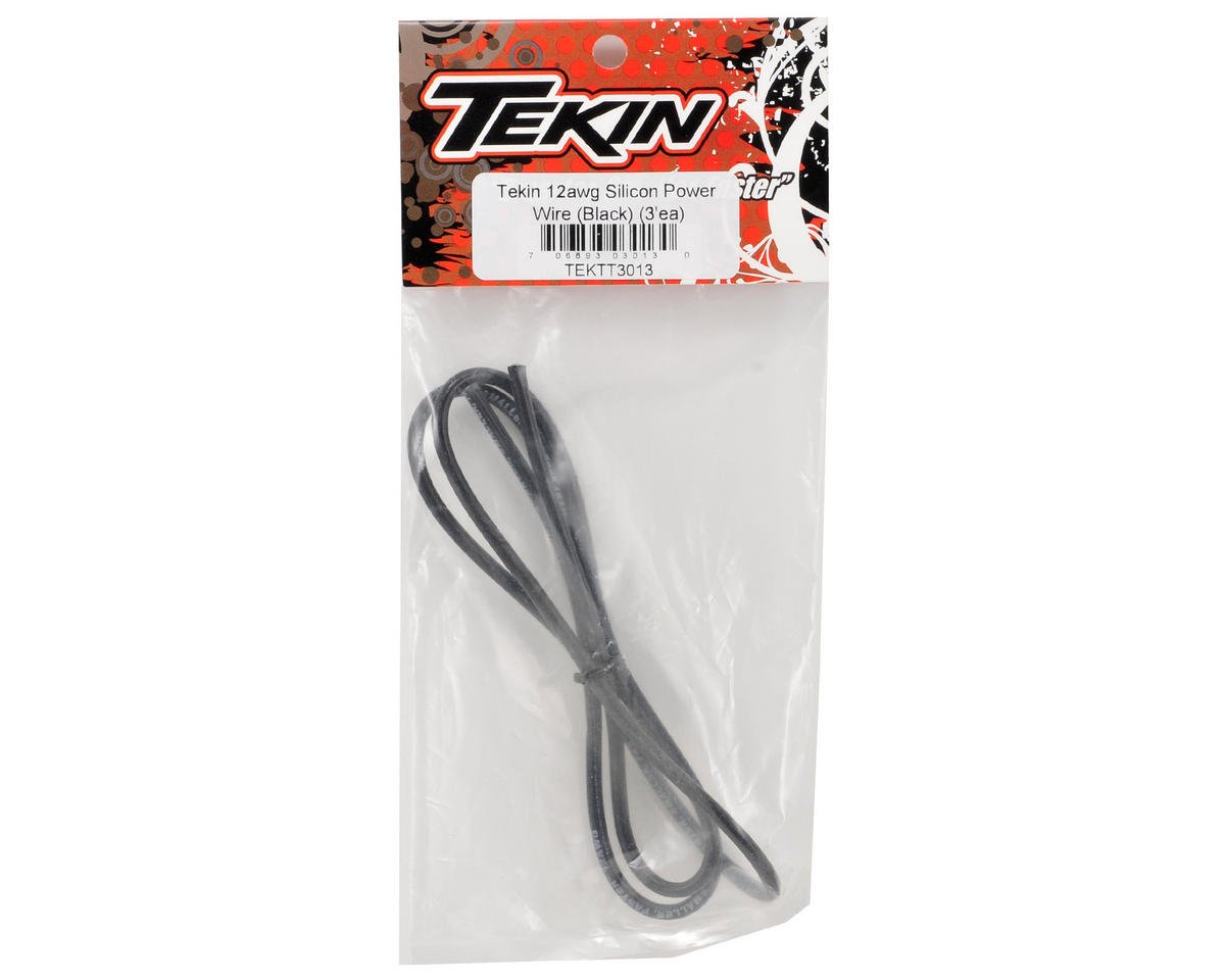 Tekin 12 AWG High-Temperature Silicone Power Wire - 36 Inch Black (TEKTT3013) for RC Cars, Trucks & Speed Controls - Durable Wiring Solution for Racing & Off-Road Vehicles