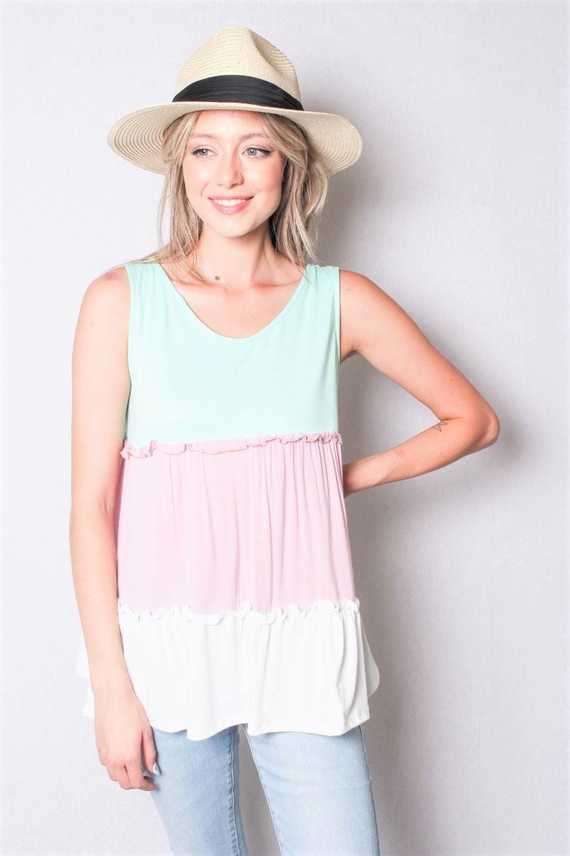 Gianna Ruffled Tank Top for Women - 100% Made in USA | Soft & Comfortable Summer Blouse for Casual Wear, Beach Outfits, and Layering