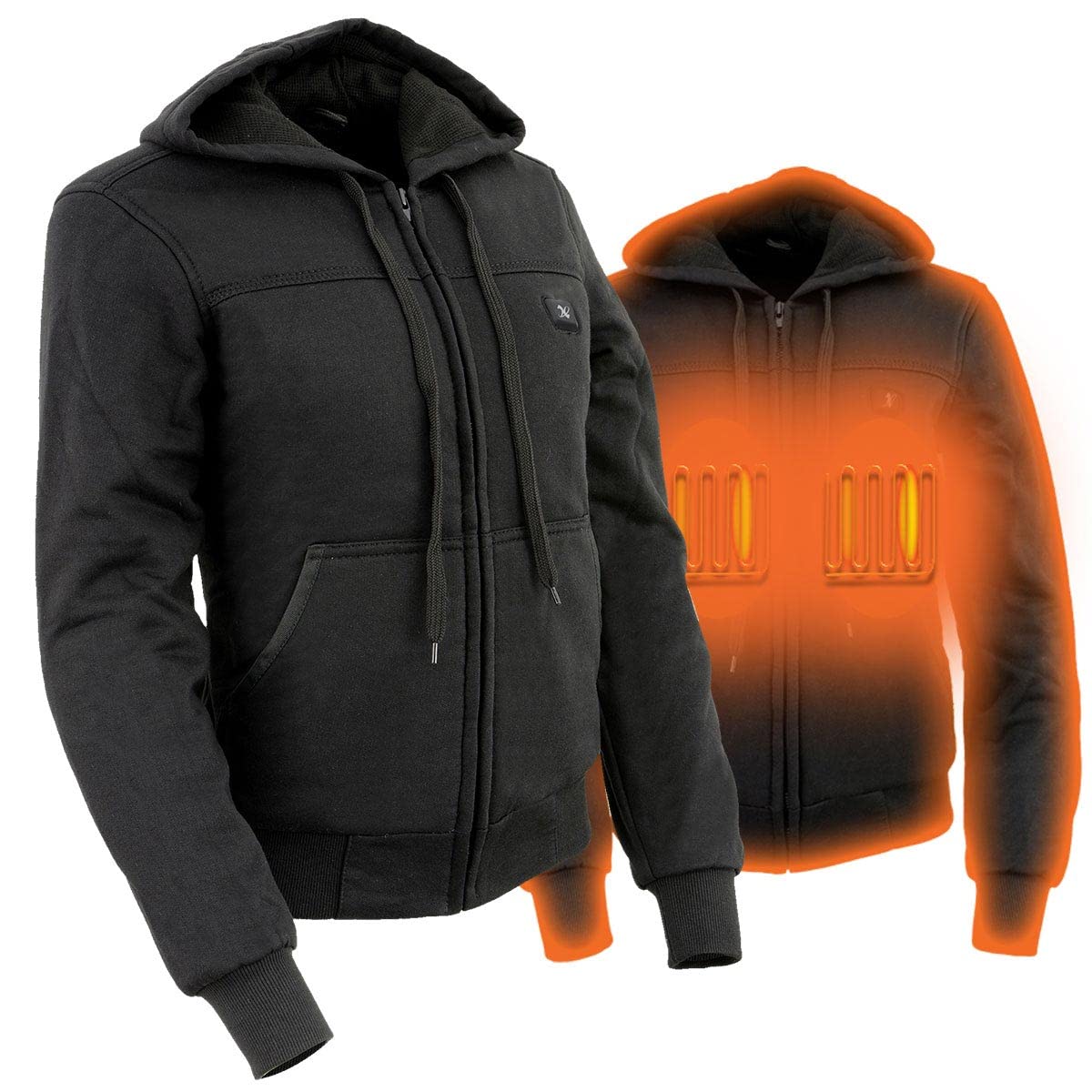 Nexgen Heat MPL2713SET Women's Black Heated Zip-Up Hoodie Jacket with Battery Pack - Warm Winter Outerwear for Hiking, Camping & Outdoor Adventures