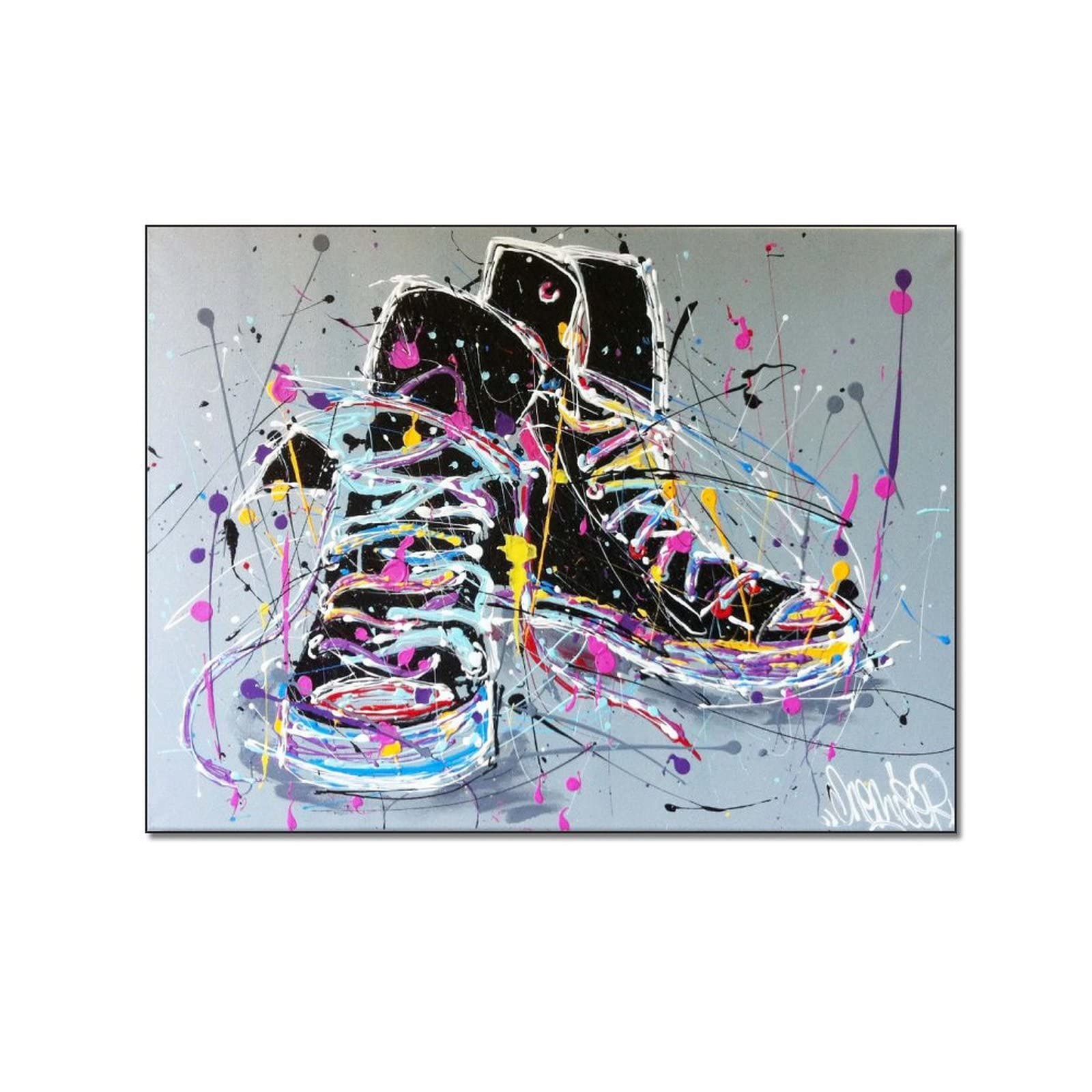 Canvas Sneakers Wall Art Poster - 20x26 Inch (51x66cm) Shoe Shop & Bedroom Decor - Vintage Sneaker Print for Home, Office & Retail Store Decoration