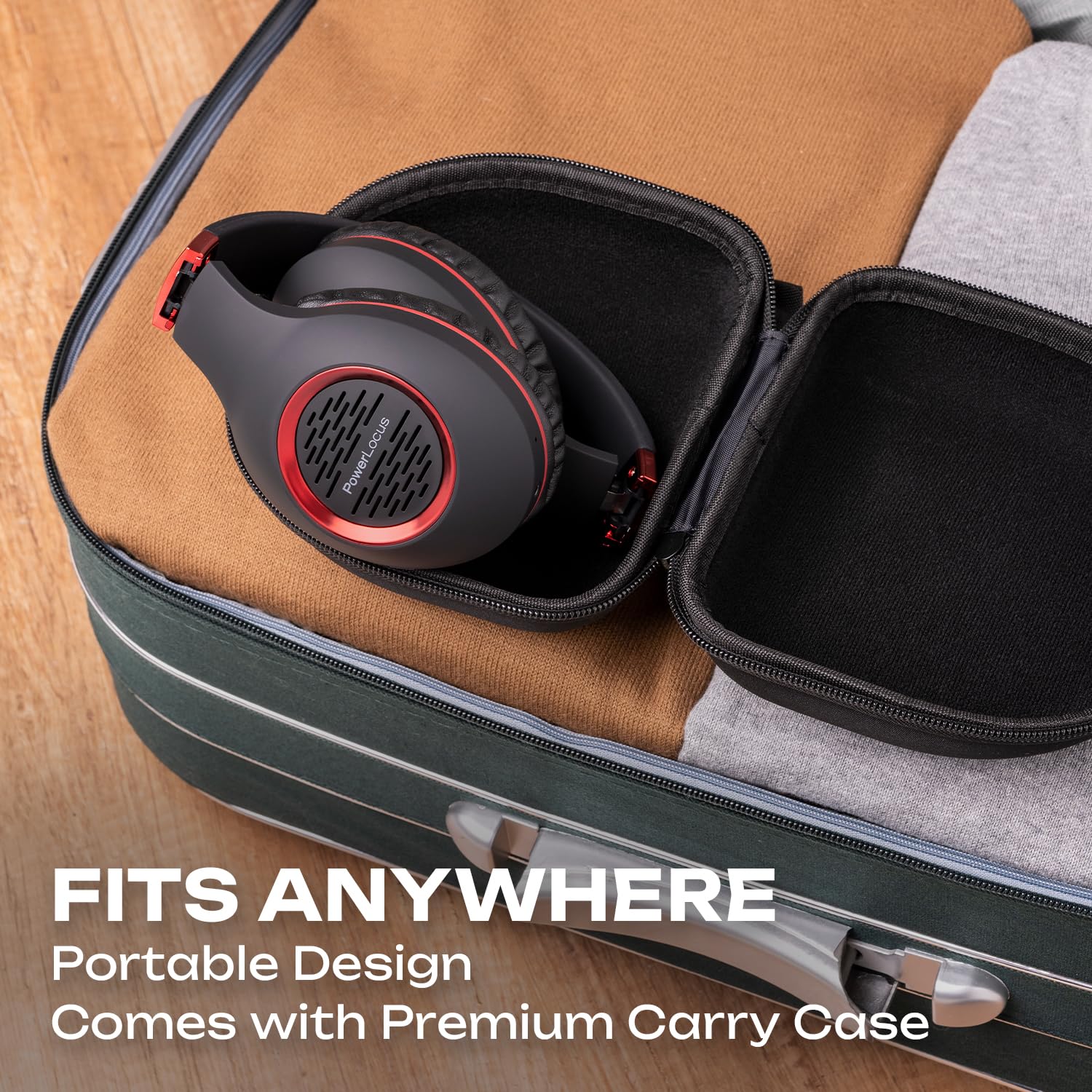 PowerLocus Wireless Over-Ear Bluetooth Headphones with Hi-Fi Stereo & Deep Bass, Foldable Design with Soft Earmuffs & Built-in Mic - Wireless/Wired Headset for Phone, Tablet, PC - Perfect for Gaming, Travel & Office Use