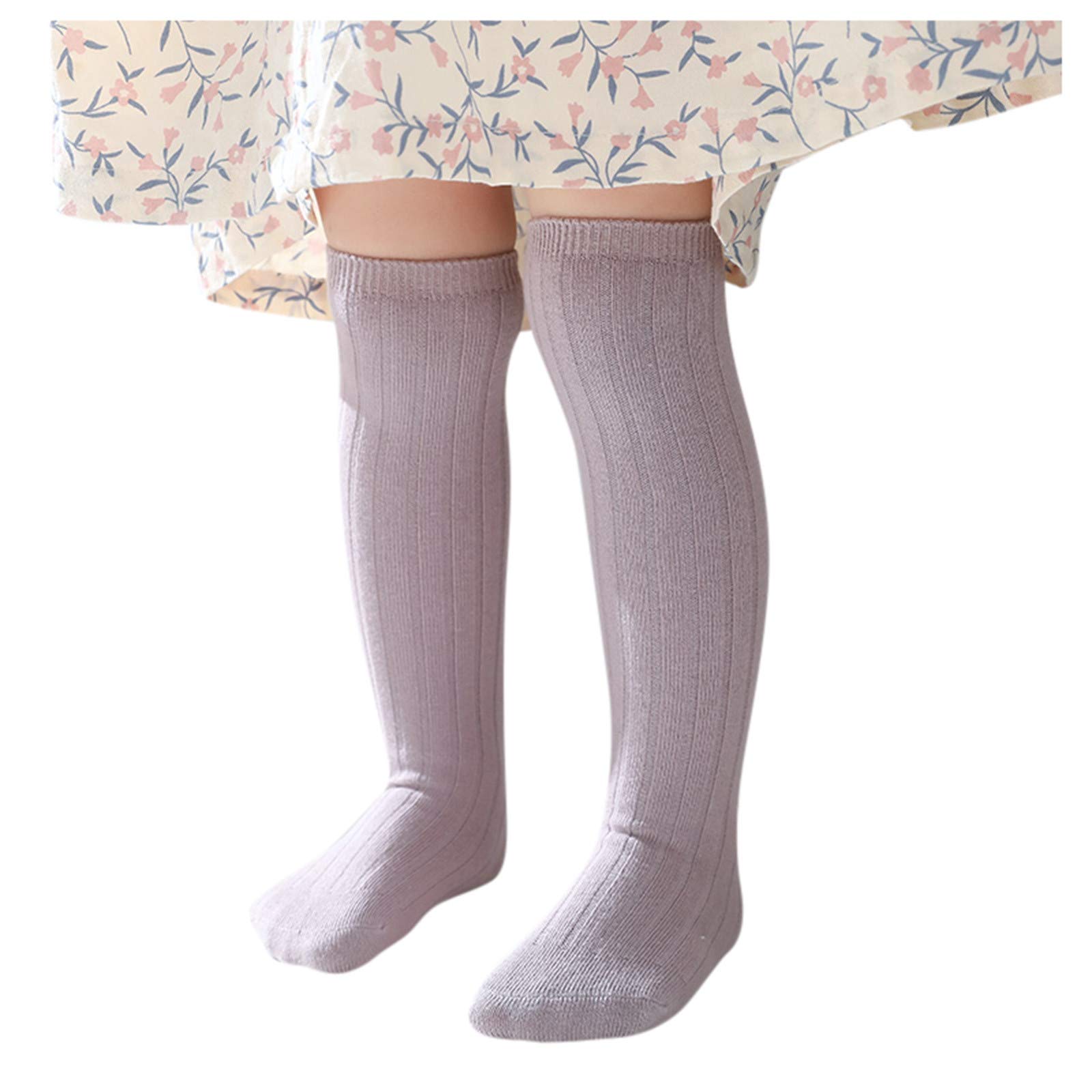 Non-Slip Ribbed Knee Socks for Toddler Girls - Soft Cotton Baby Socks with Anti-Skid Sole for Soccer Cleats & Everyday Play - Perfect for Sports, School, and Playtime Activities