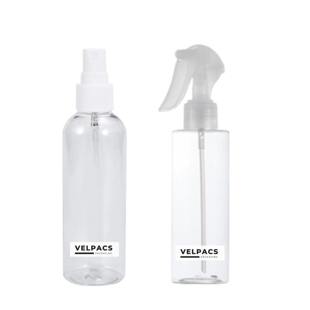 Velpacs 200ml Empty Plastic Spray Bottles Set (1 Trigger Spray + 1 Fine Mist Spray) - 2 Pack Refillable Containers for Hair Oils, Rosemary Water, Perfume, Rosewater & DIY Beauty Products | Travel Size, Home & Salon Use