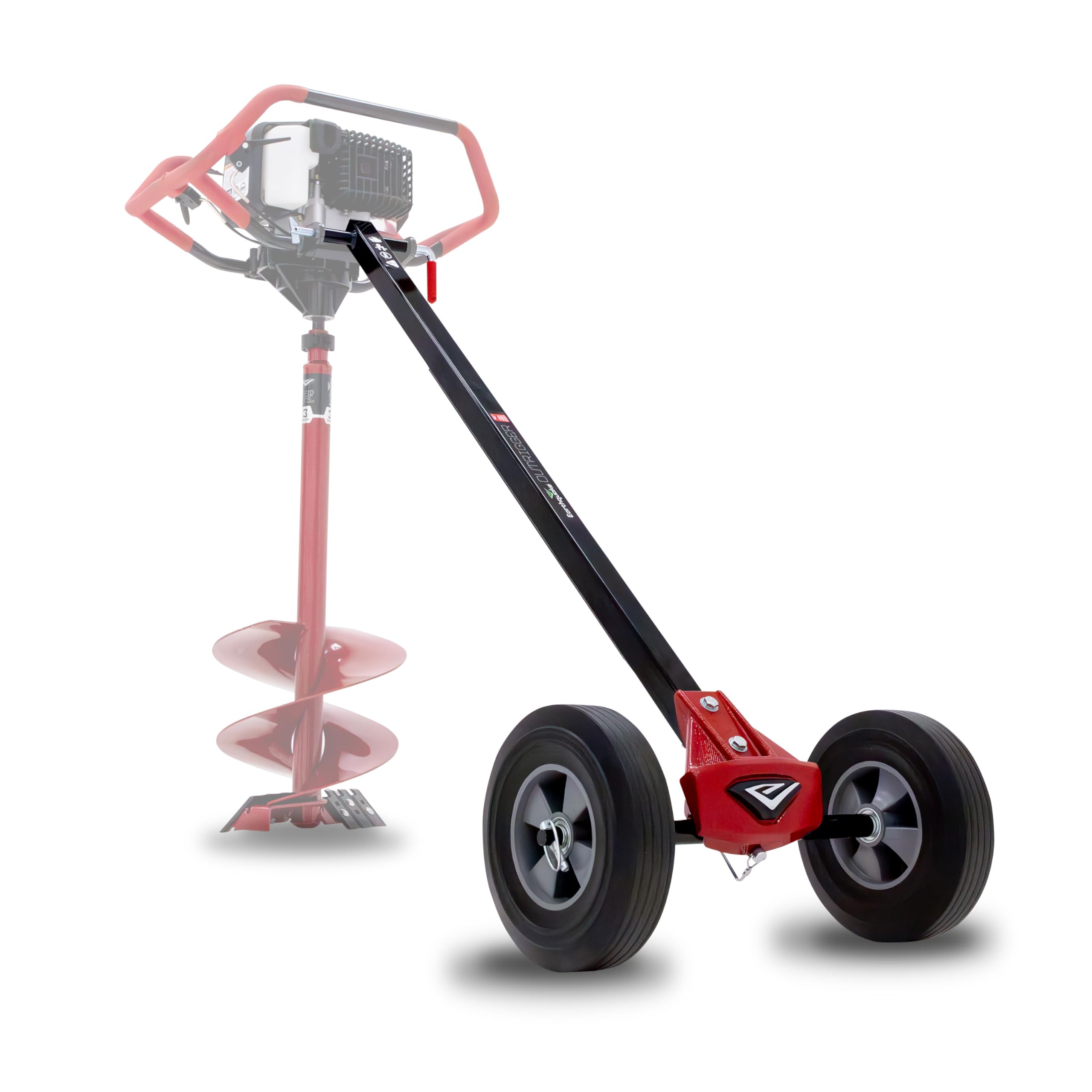 EARTHQUAKE 43099 Outrigger™ Auger Torque Reducer - Tool-Less Connection for Dually Powerhead Model 43101 - Cast Iron Axle Joint & Airless Wheels - Ideal for Landscaping, Construction and Ground Drilling Projects
