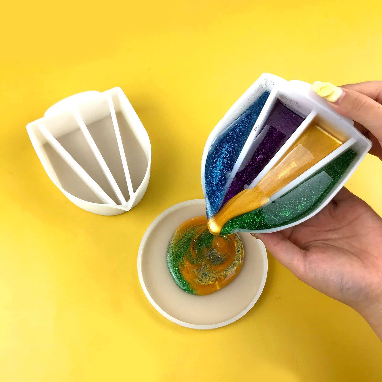 MiloChic 4-Channel Paint Pouring Cup – Split Cups for Acrylic Pour Art, Fluid Art Supplies, Multi-Color Mixing Tools – Perfect for DIY Canvas Art, Abstract Painting & Resin Crafts