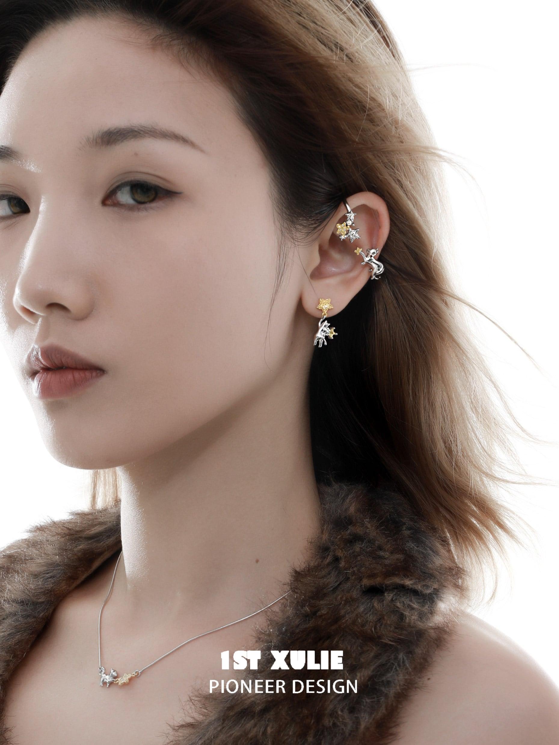 CAT'S GAZE S925 Sterling Silver Zirconia Cat Dangle Earrings - Elegant Jewelry for Women, Perfect Gift for Cat Lovers & Everyday Wear