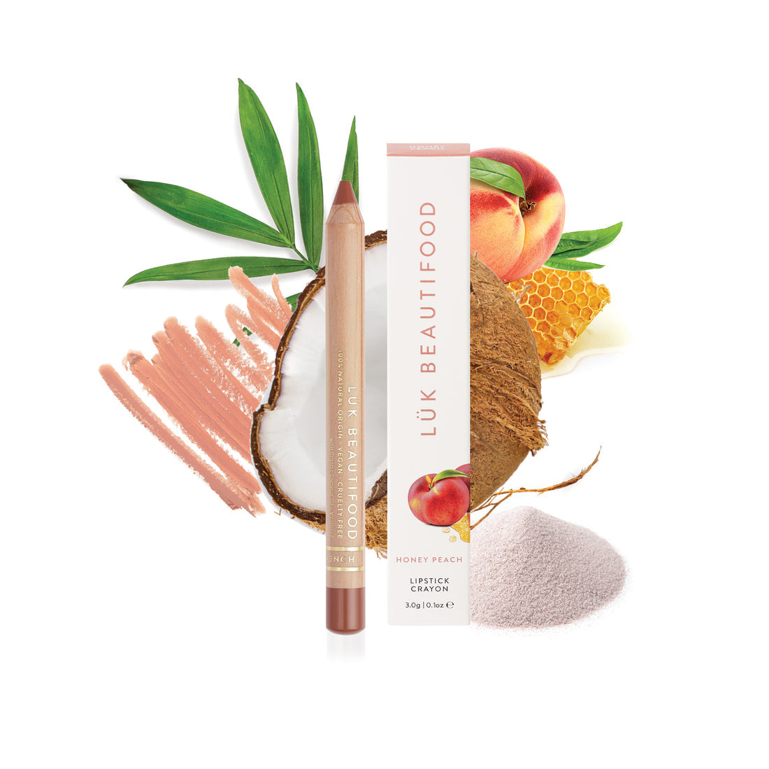 Natural Honey Peach Lipstick Crayon - Vegan, Moisturizing & Long Lasting Lip Color for Everyday Wear & Special Occasions