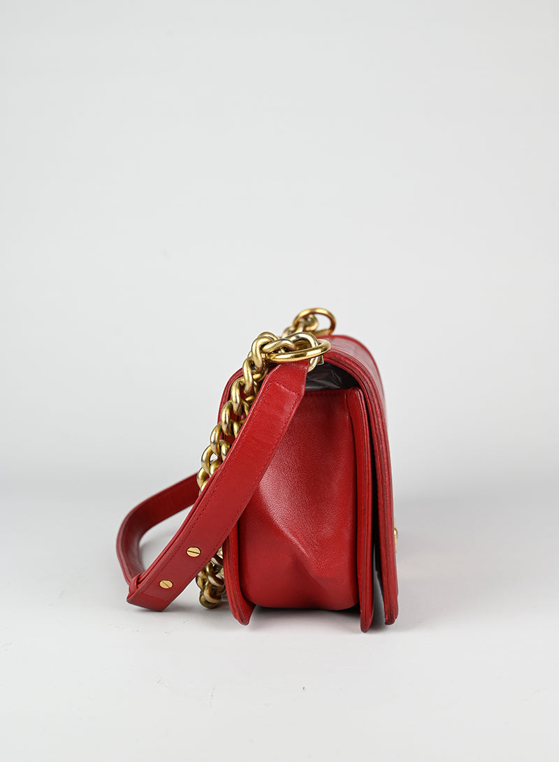Chanel Boy Bag in Genuine Red Leather - Luxury Handbag for Women, Perfect for Parties, Dates & Special Occasions