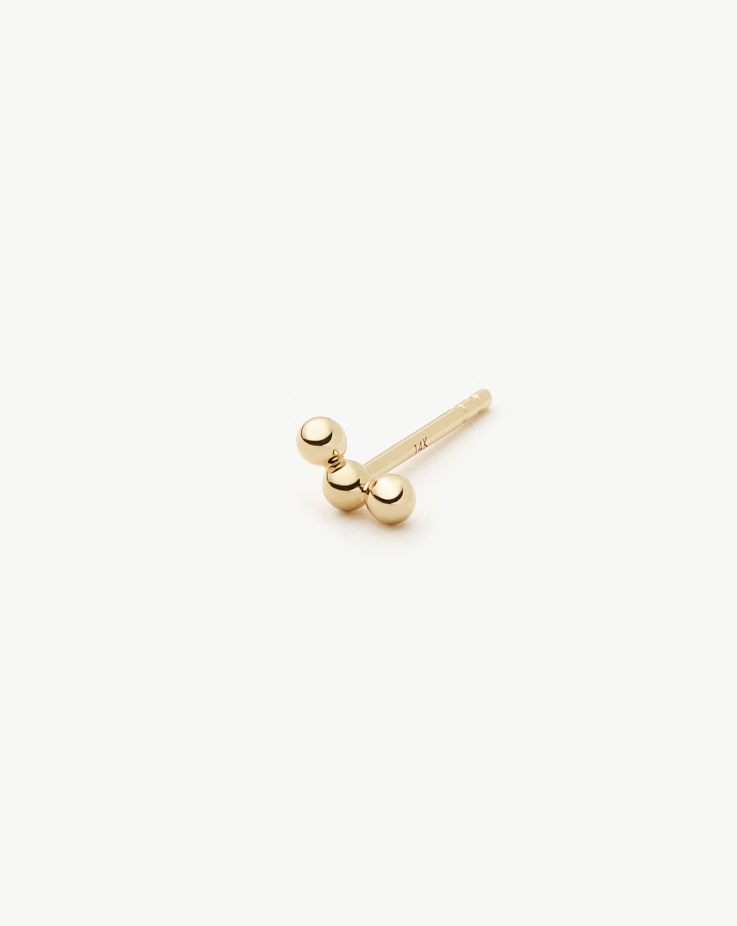 14k Solid Gold Single Stud Earrings for Women - Minimalist Fine Jewelry Trio Set | Perfect for Everyday Wear, Gifts & Special Occasions