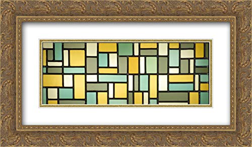 Theo van Doesburg Stained Glass Composition VIII 24x14 Inch Gold Ornate Frame Double Matted Museum Art Print - Perfect for Living Room, Bedroom & Office Wall Decor